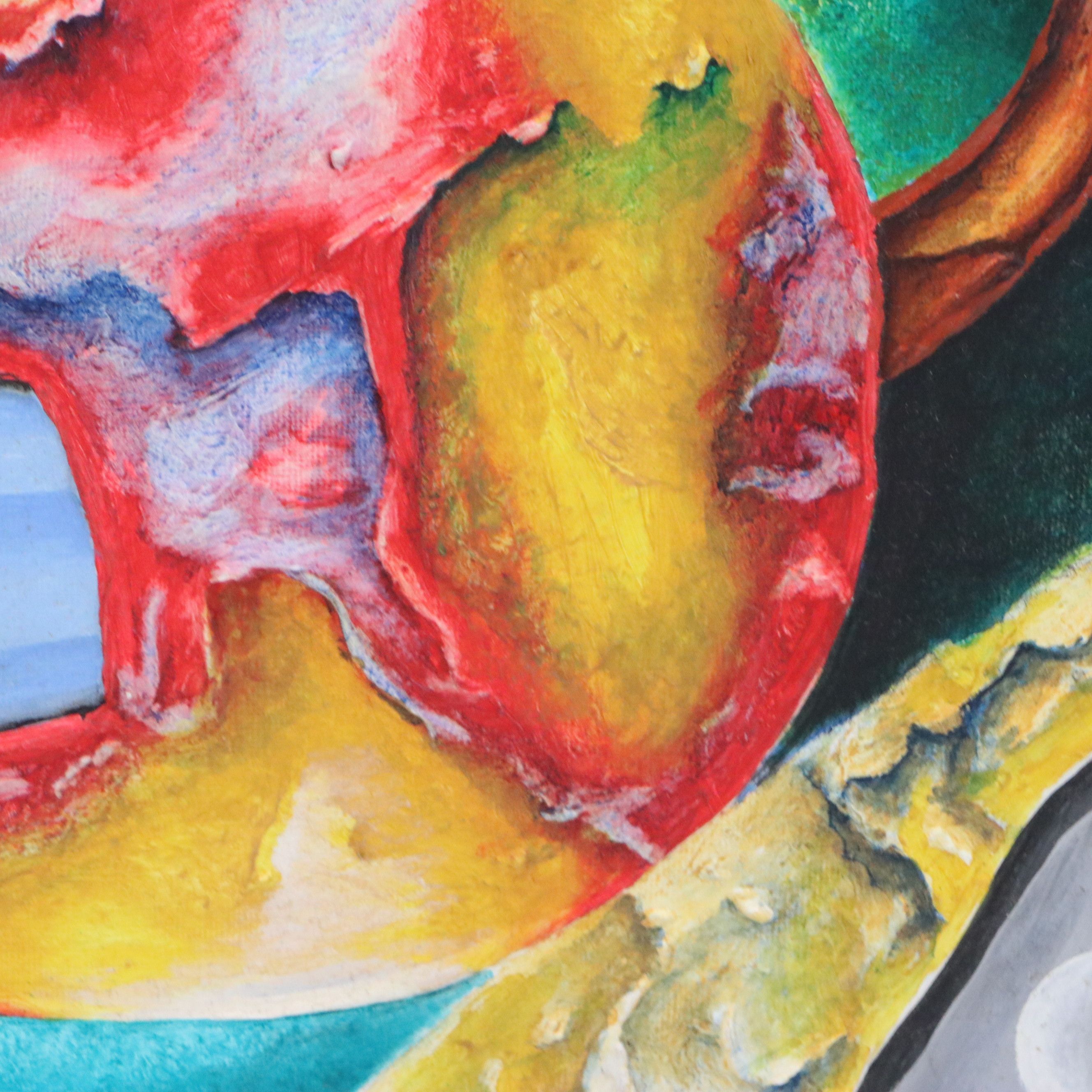 Jan Vasa Oil Painting of Textural Abstraction, 2002