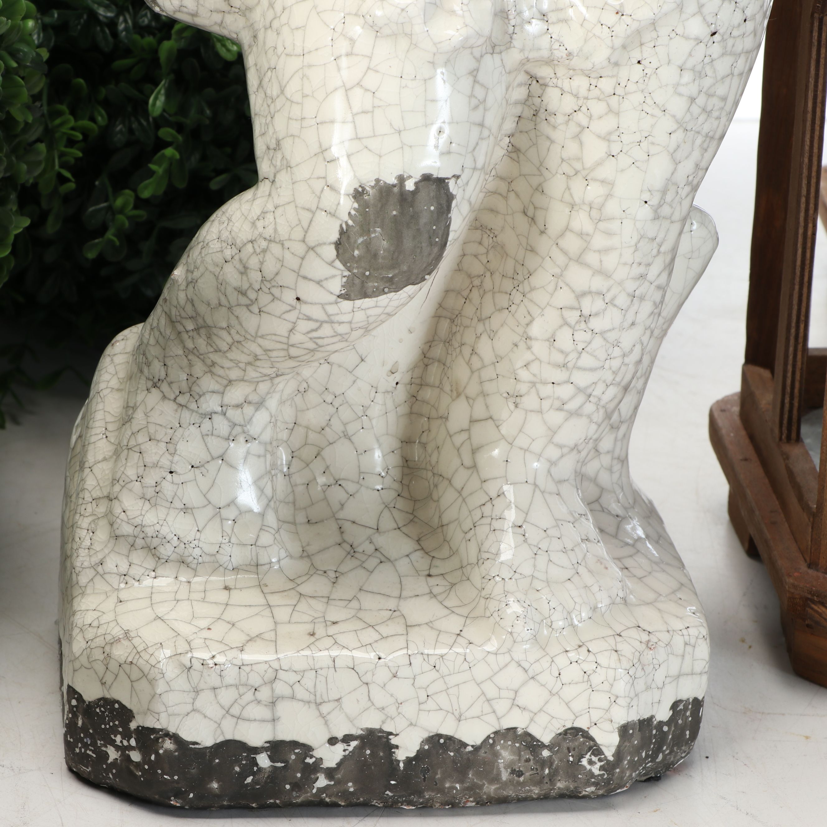 Rustic Wood Candleholders with Faux Topiary and Garden Stature