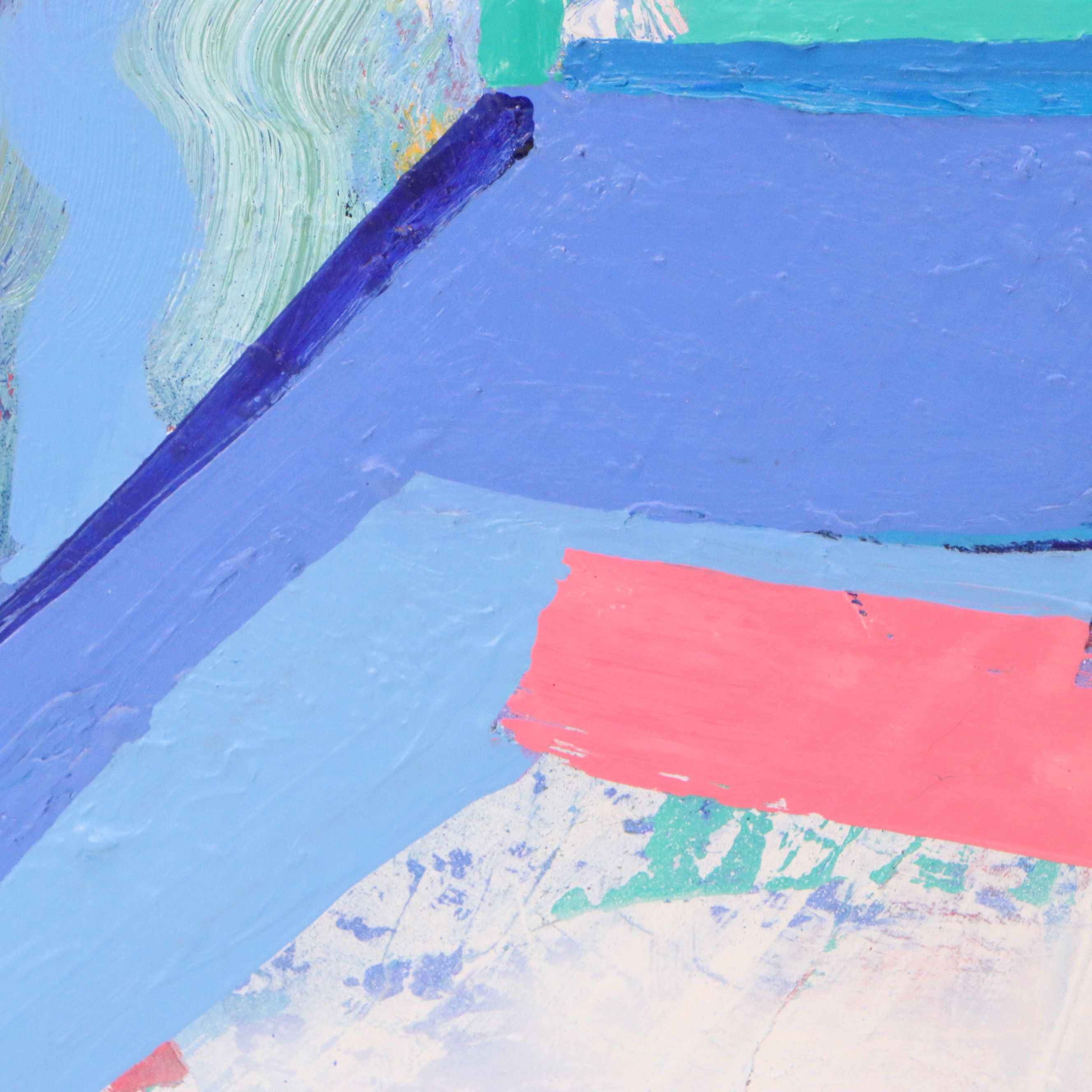 Thomas Koether Modern Abstract Oil Painting in Blue, Late 20th Century