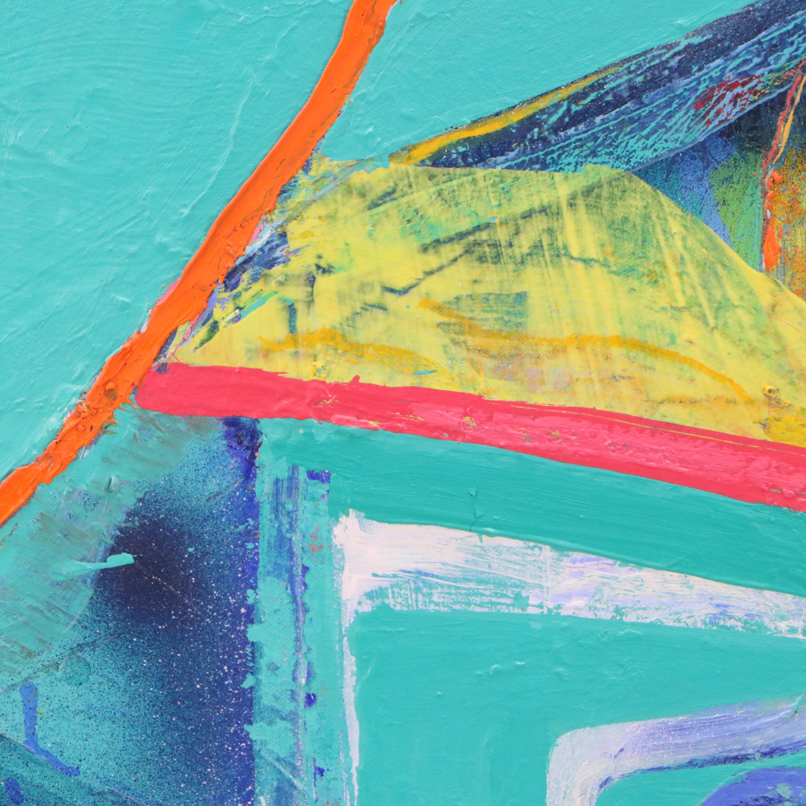 Thomas Koether Modern Abstract Oil Painting in Blue, Late 20th Century