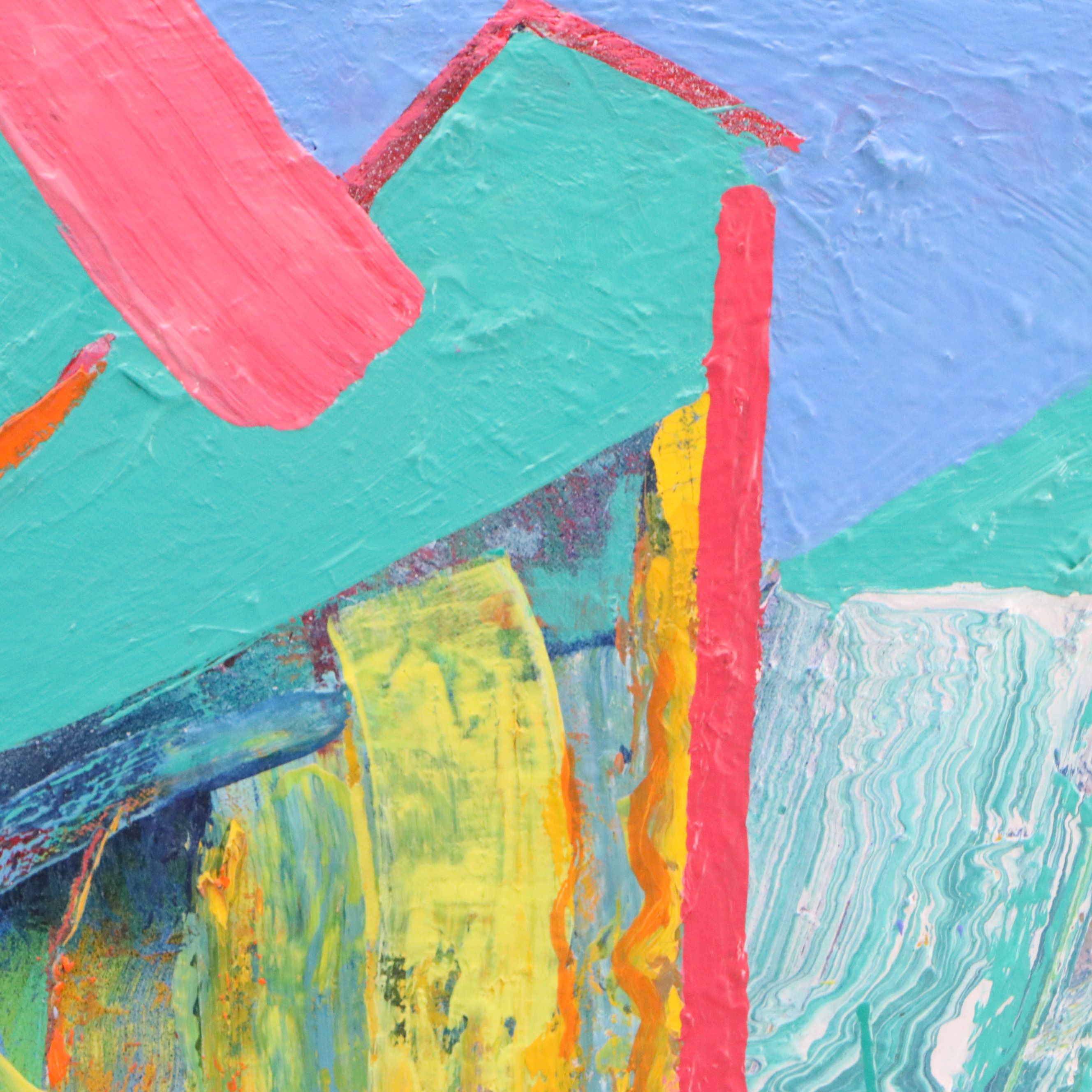 Thomas Koether Modern Abstract Oil Painting in Blue, Late 20th Century