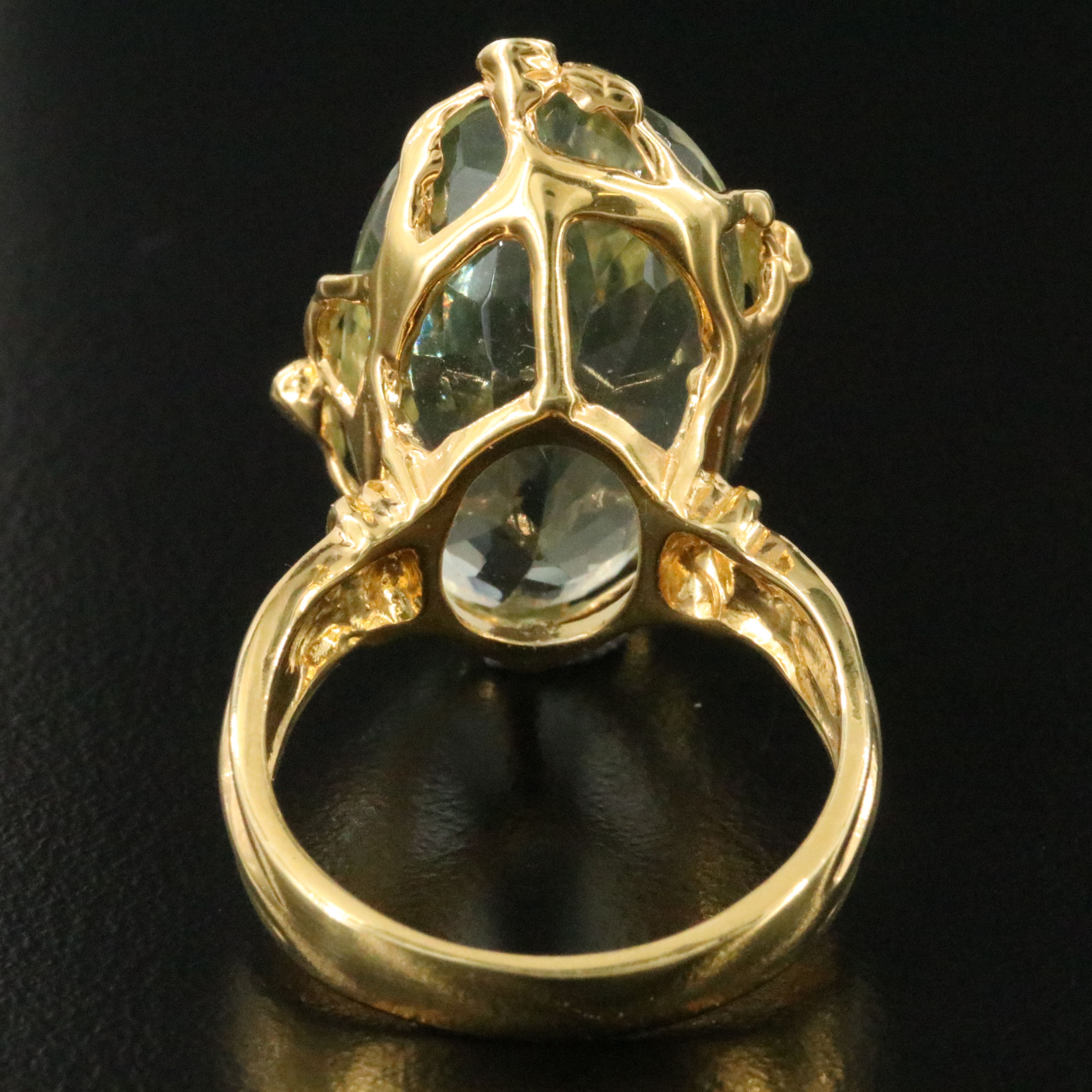 900 Silver Prasiolite and Emerald Ring