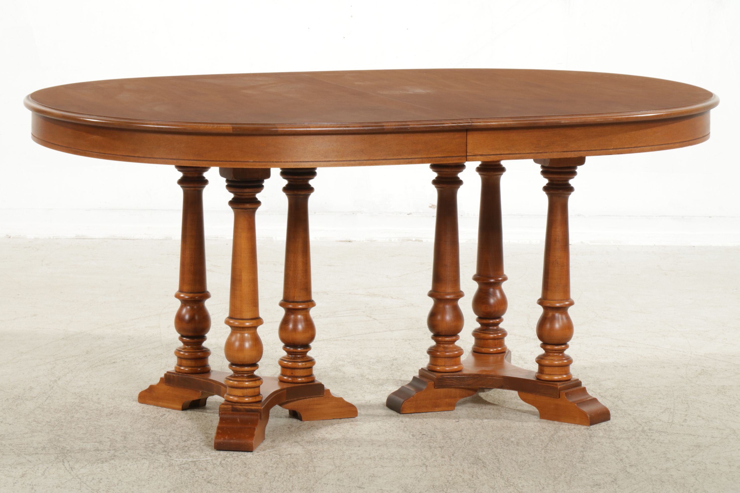 Tell City Maple Dining Table with Six Spindle-Back Chairs