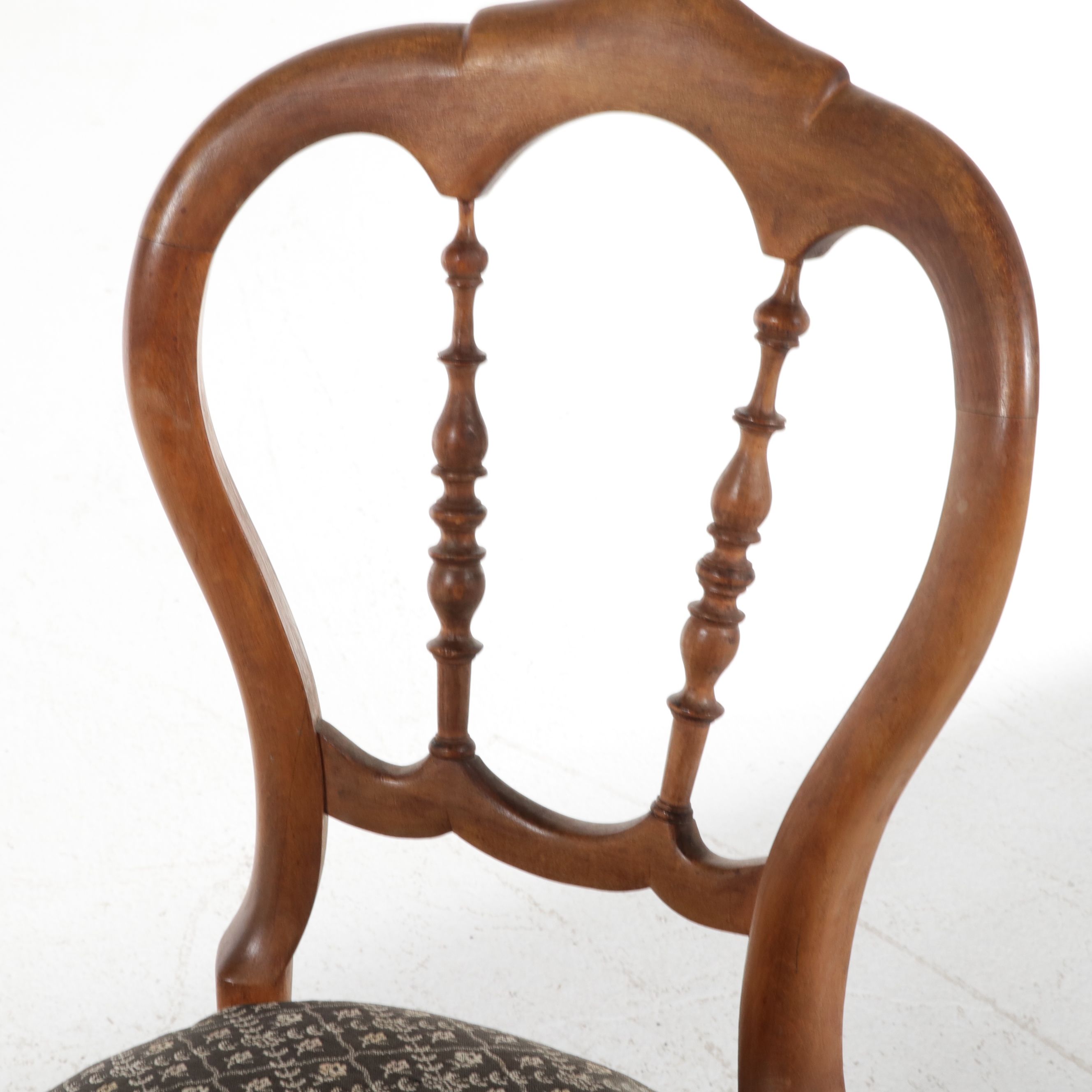 Victorian Style Balloon-Back Chair and Needlepoint Footstool