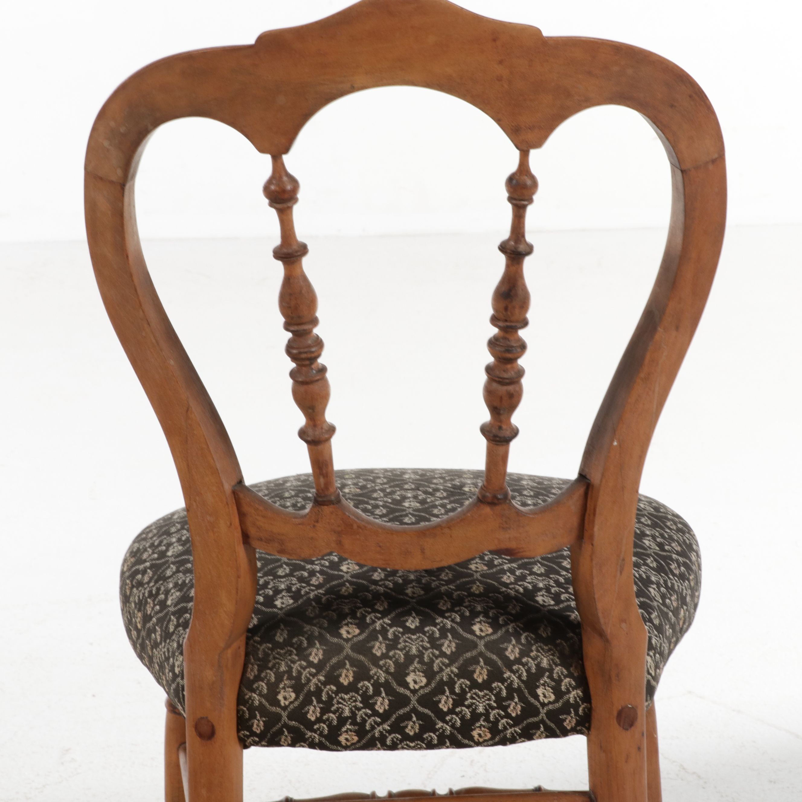 Victorian Style Balloon-Back Chair and Needlepoint Footstool