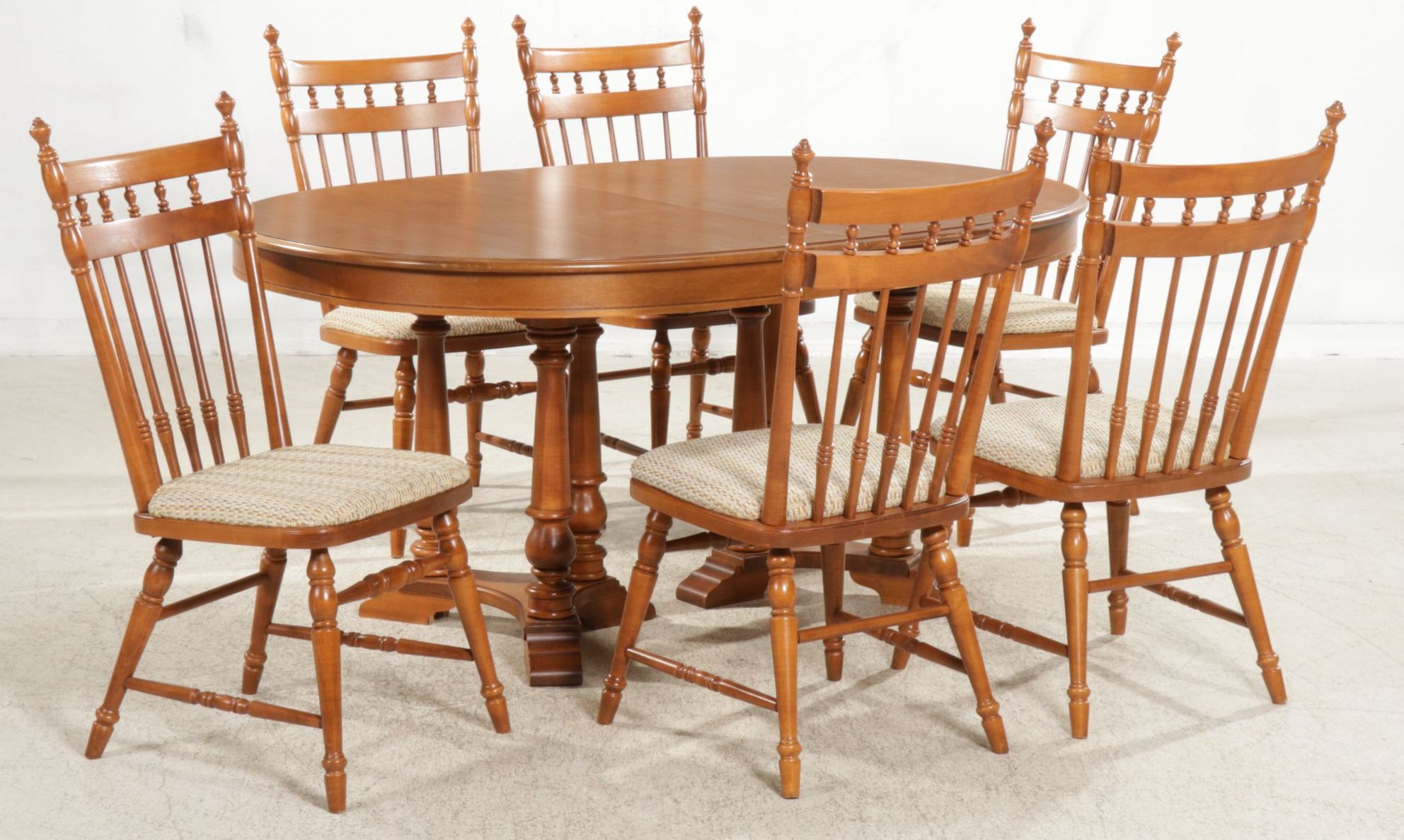 Tell City Maple Dining Table with Six Spindle-Back Chairs