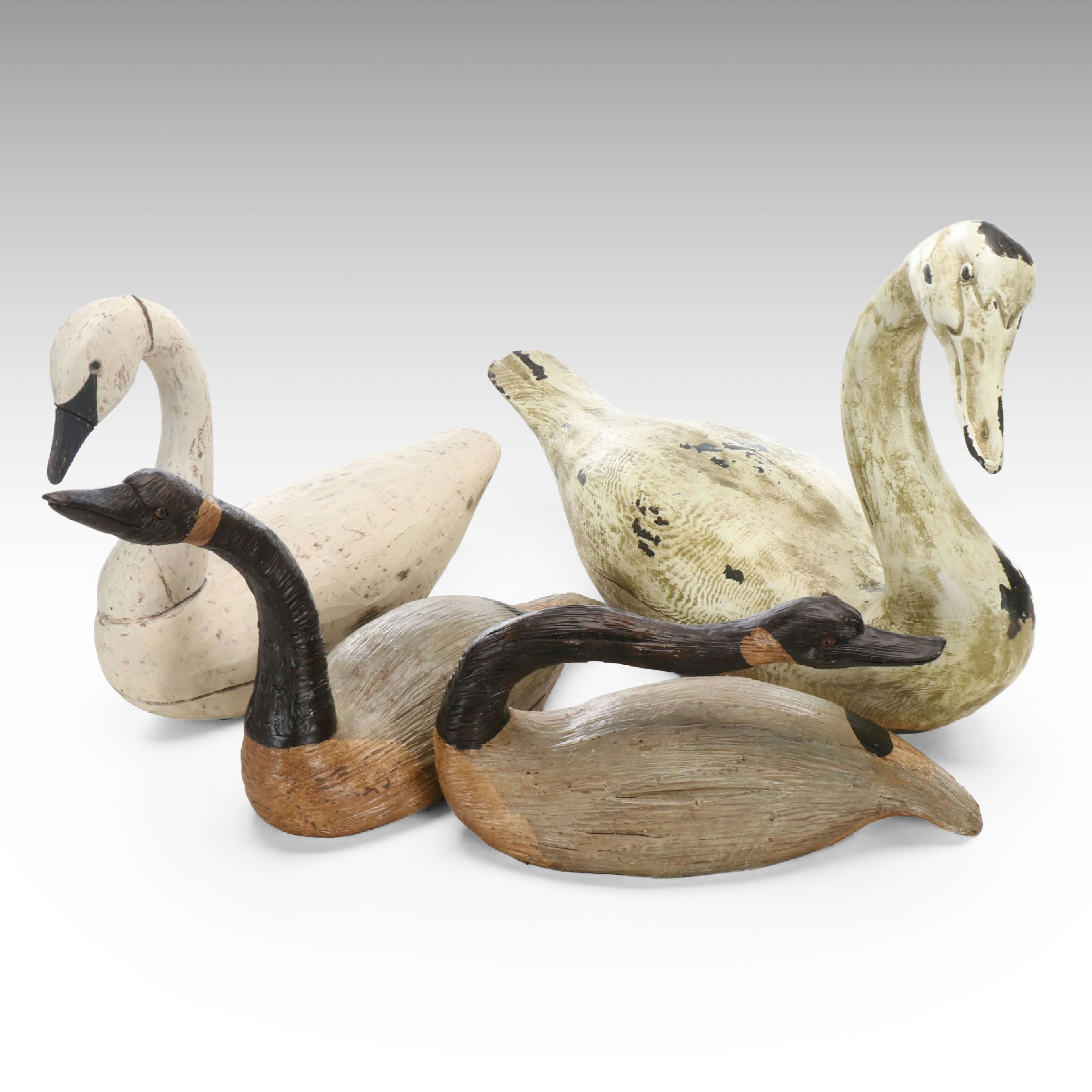 Primitive Wooden Goose and Duck Decorative Decoys