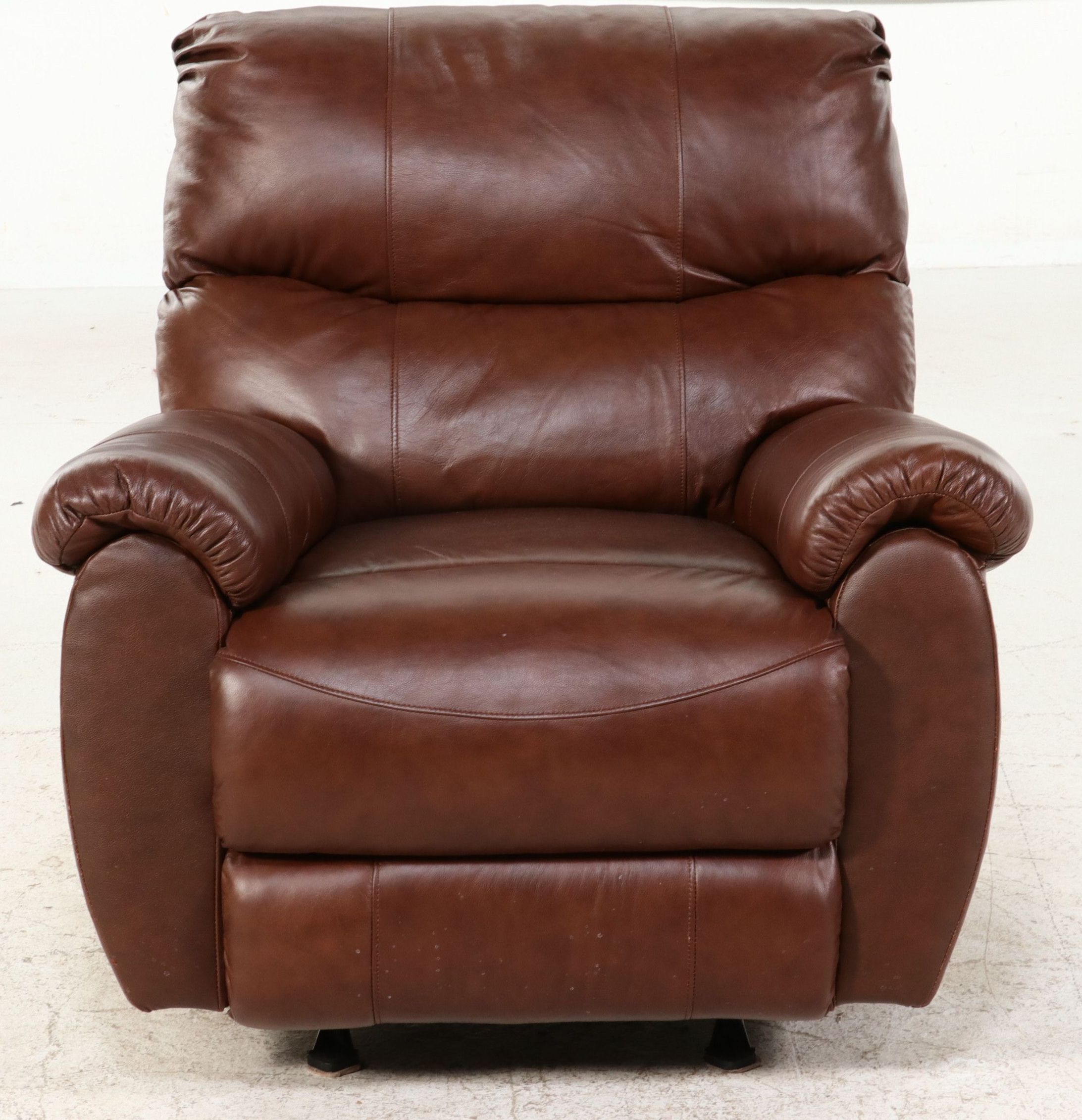 Contemporary Overstuffed Leather Rocker Recliner, 21st Century