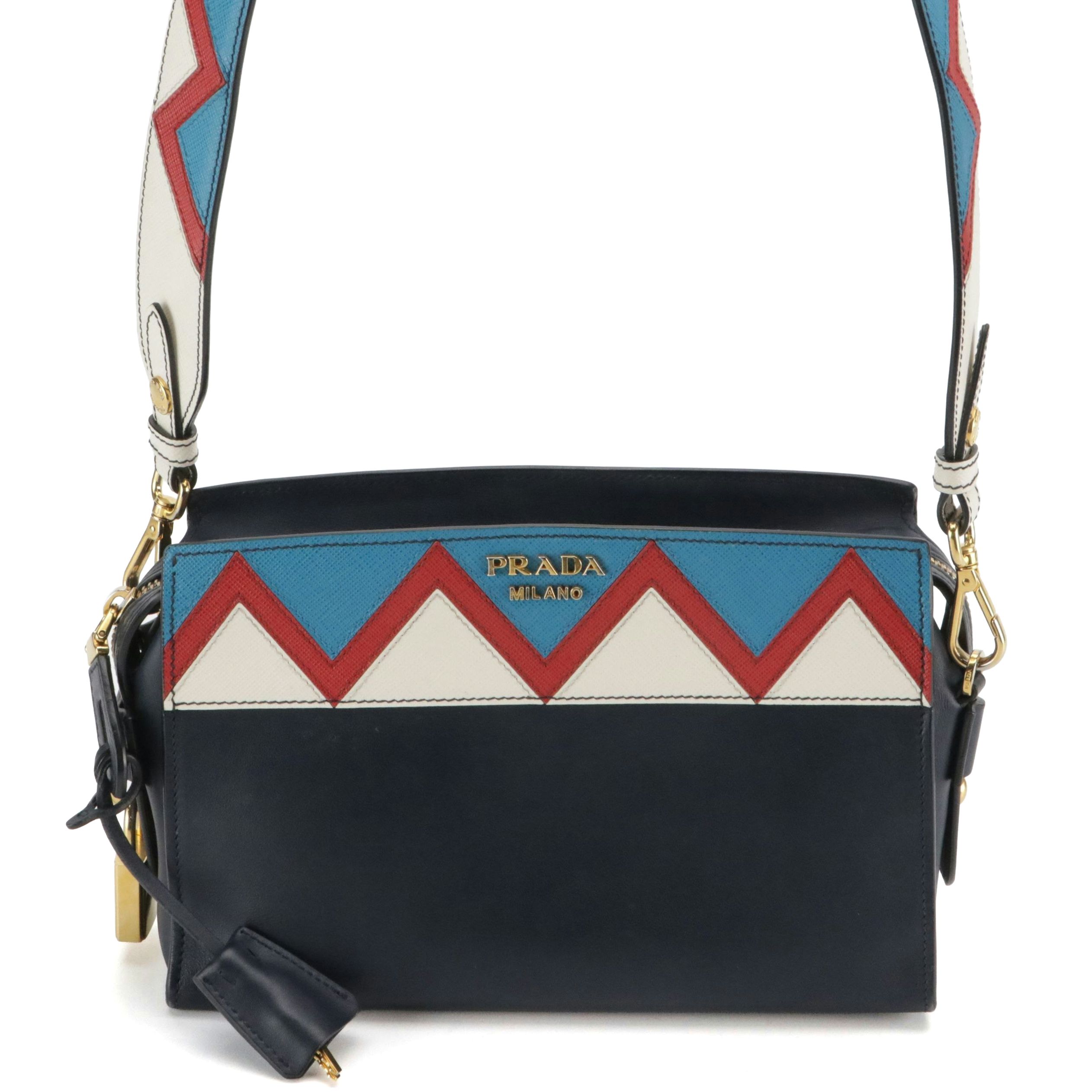 Prada City Calfskin Leather and Saffiano Esplanade Shoulder Bag