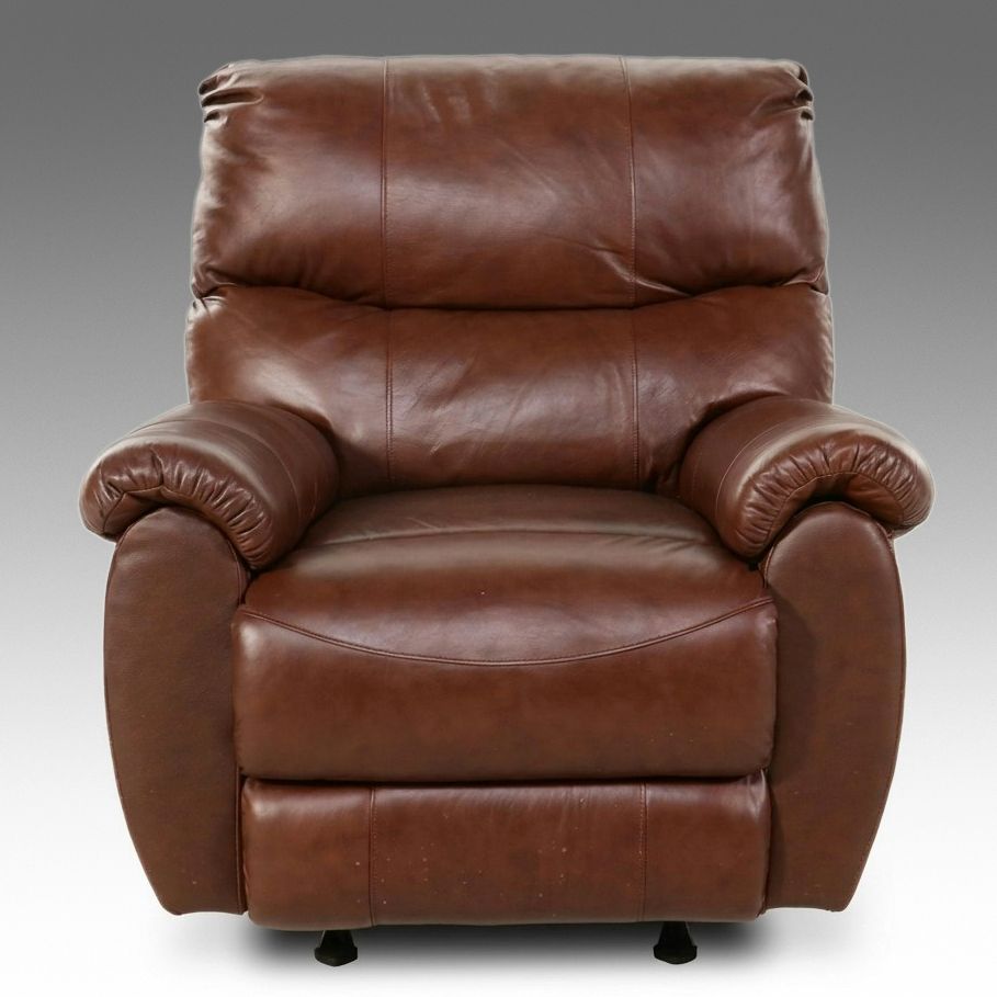 Contemporary Overstuffed Leather Rocker Recliner, 21st Century