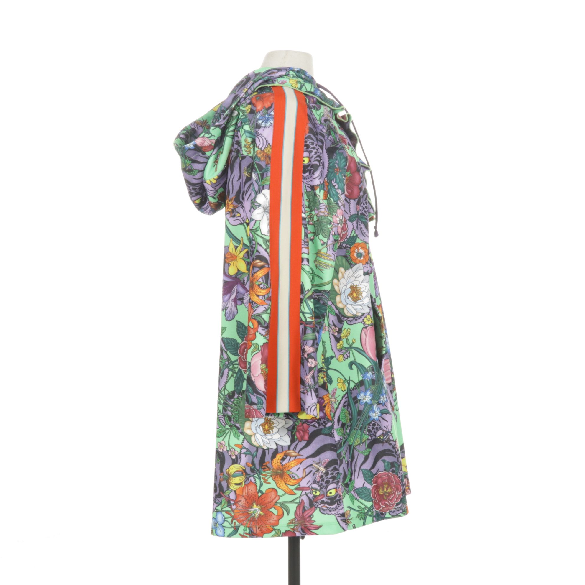 Gucci Floral Tiger Print Hooded Jersey Dress