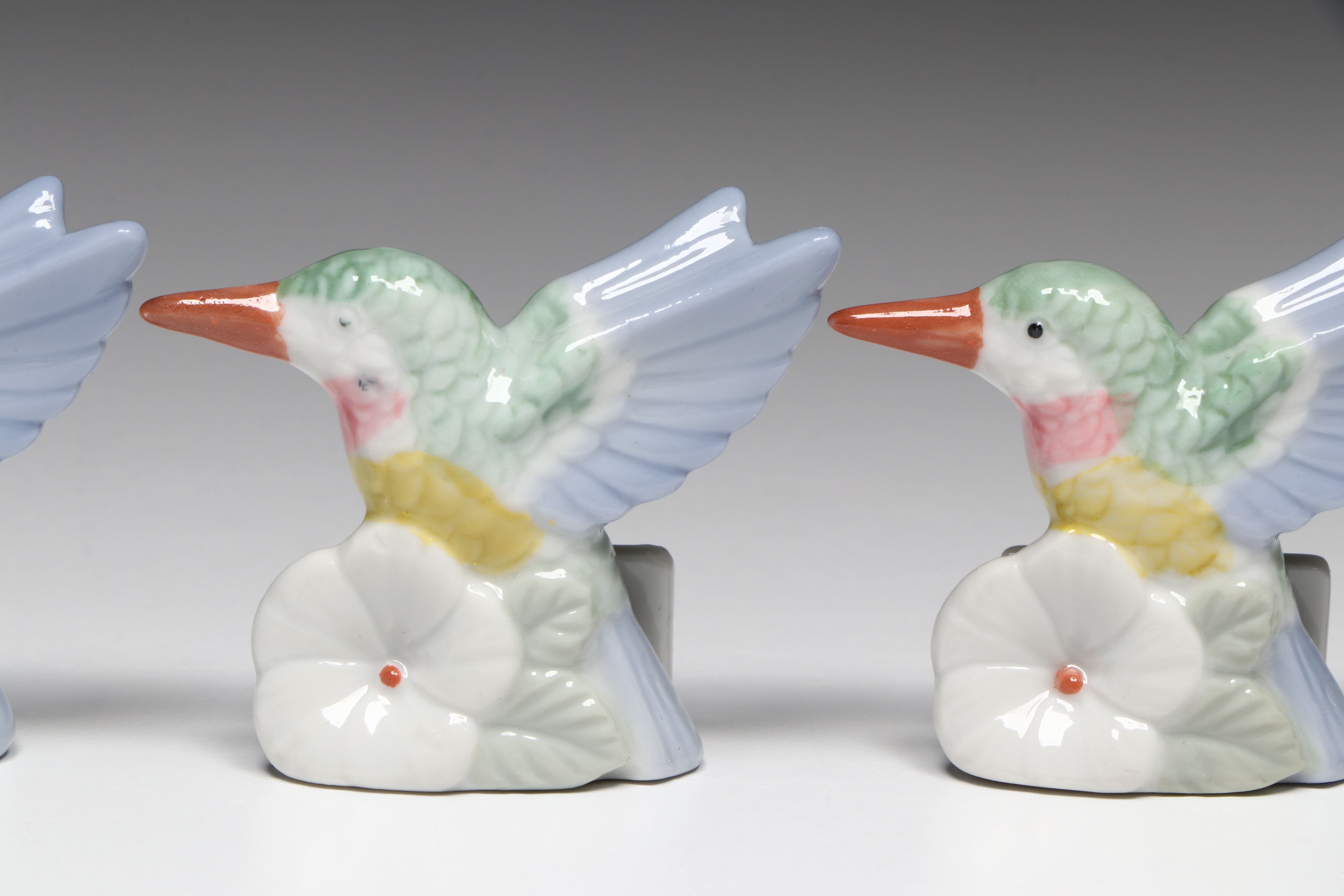 Vintage Takahashi Japanese Porcelain Hummingbird-Shaped Place Card Holders