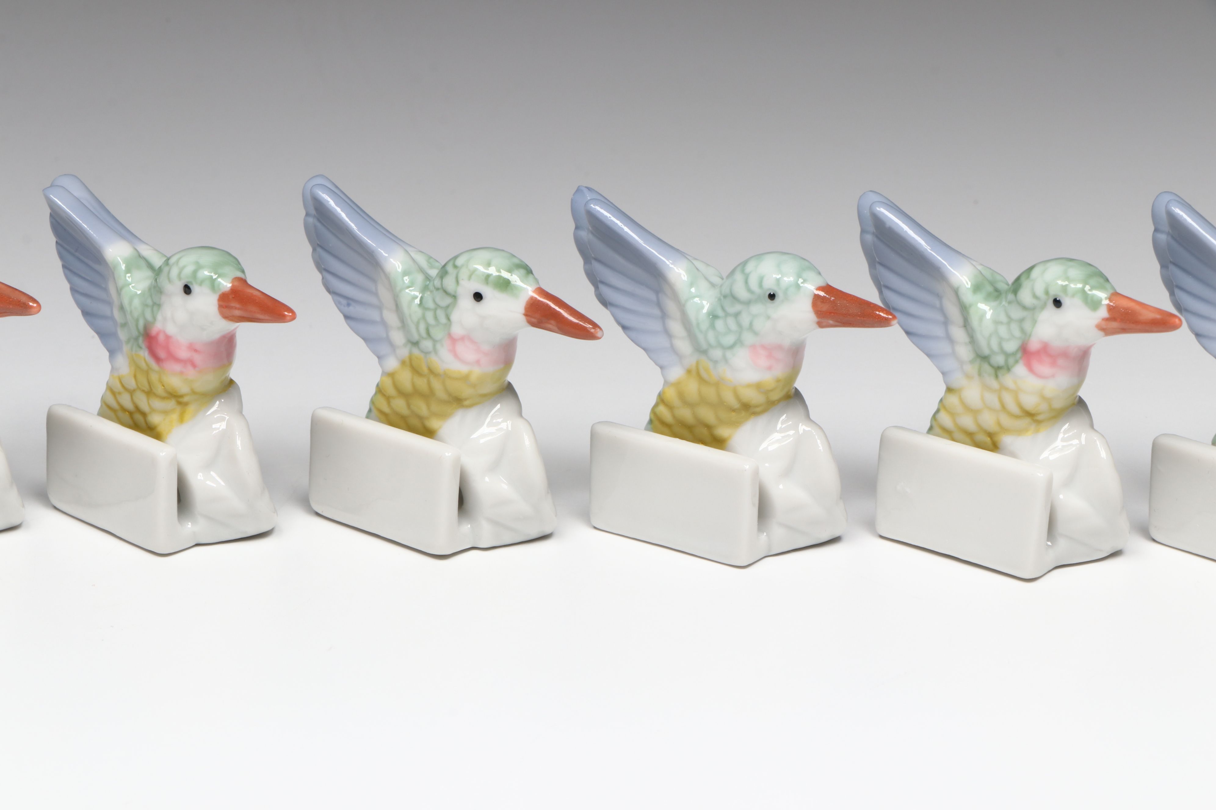 Vintage Takahashi Japanese Porcelain Hummingbird-Shaped Place Card Holders