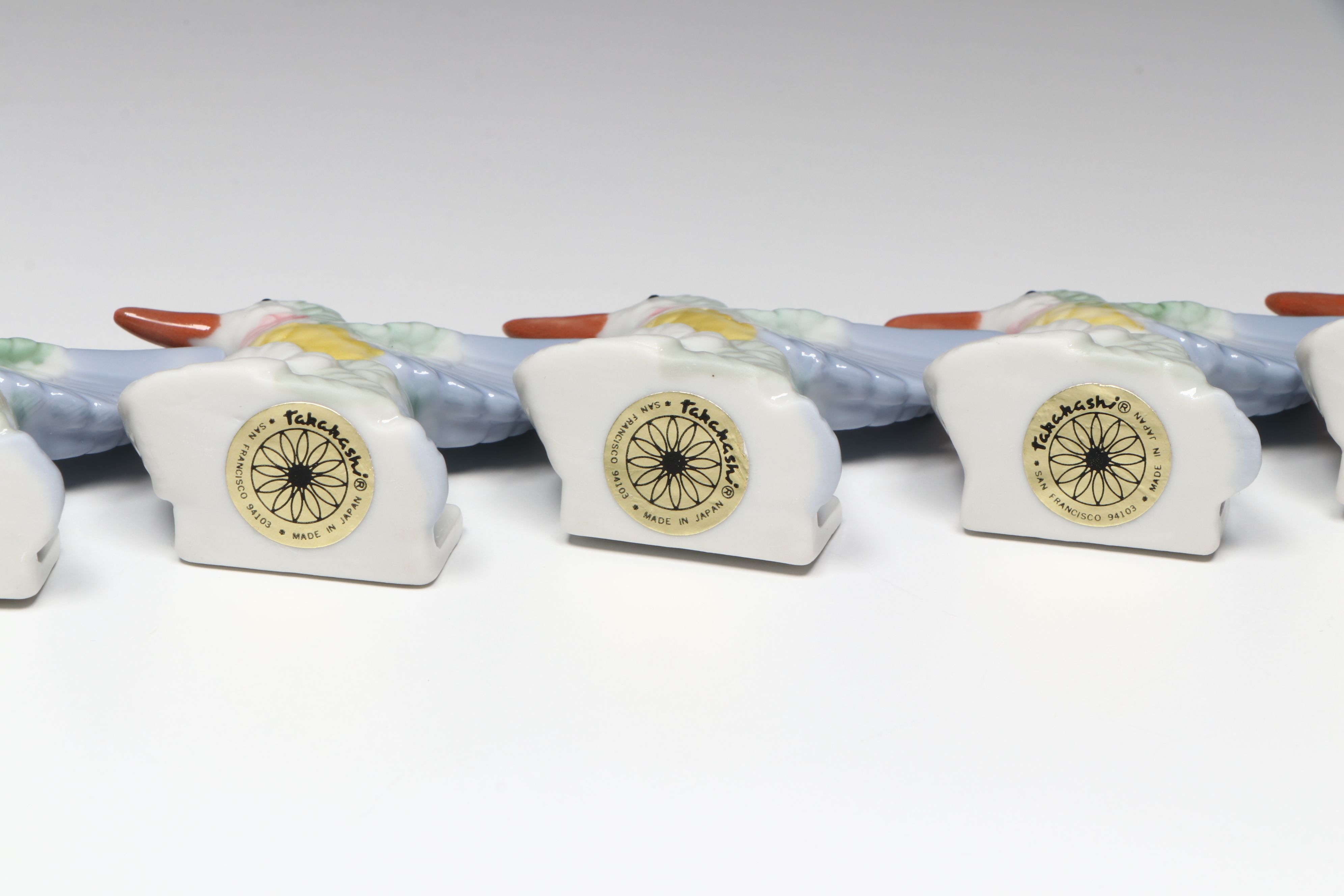 Vintage Takahashi Japanese Porcelain Hummingbird-Shaped Place Card Holders