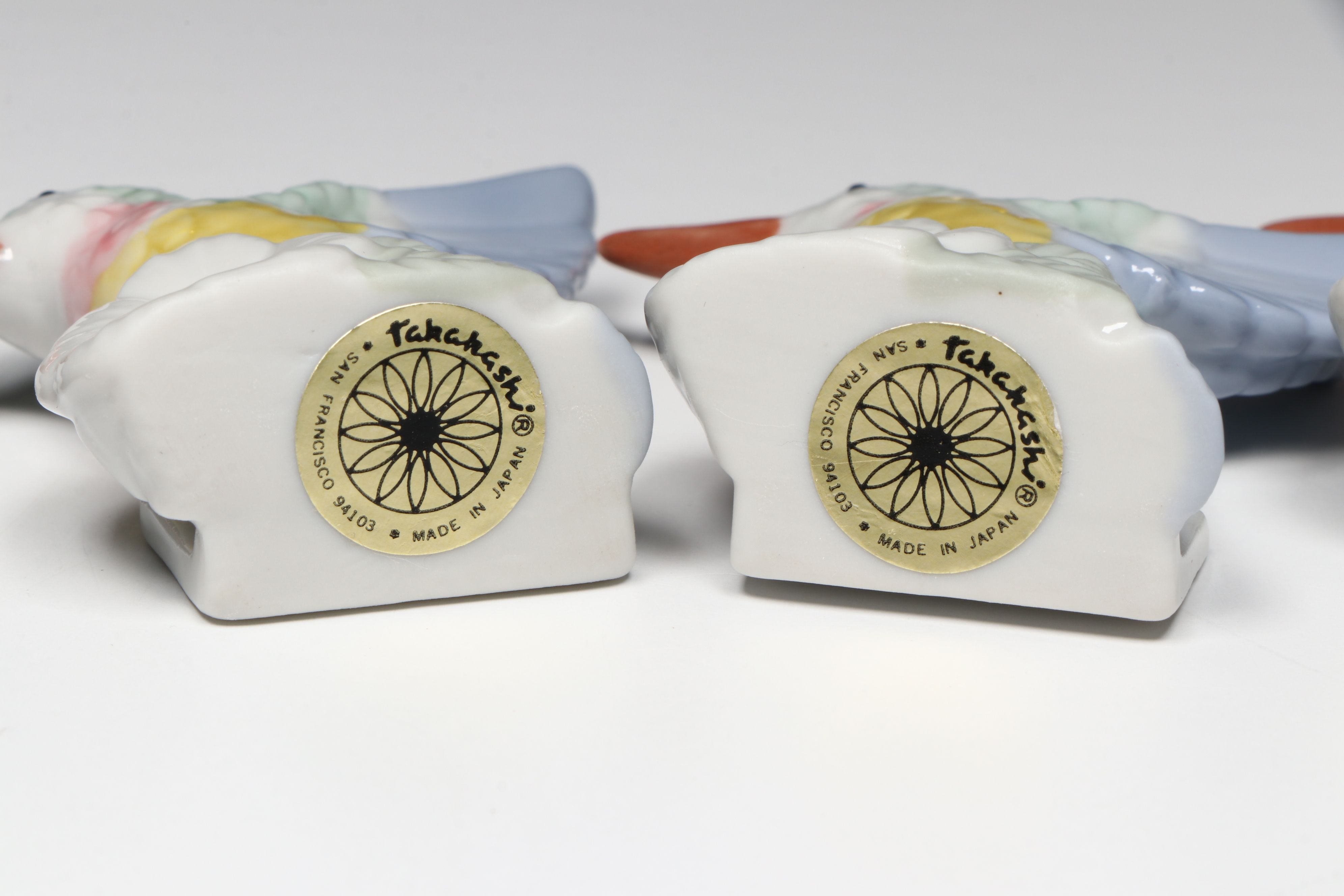Vintage Takahashi Japanese Porcelain Hummingbird-Shaped Place Card Holders