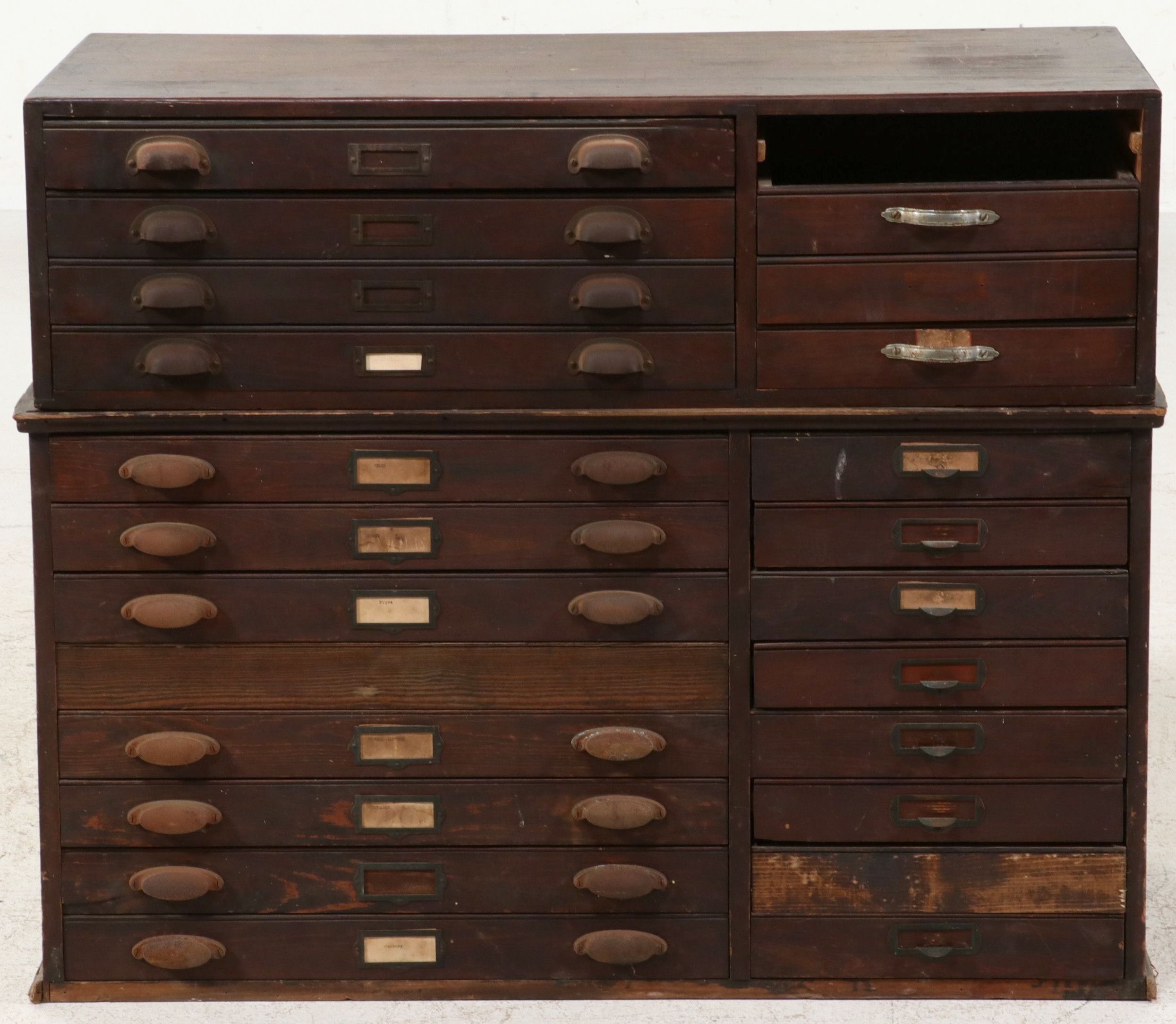 Industrial Multi-Drawer Wooden Workshop Cabinet, Early 20th Century