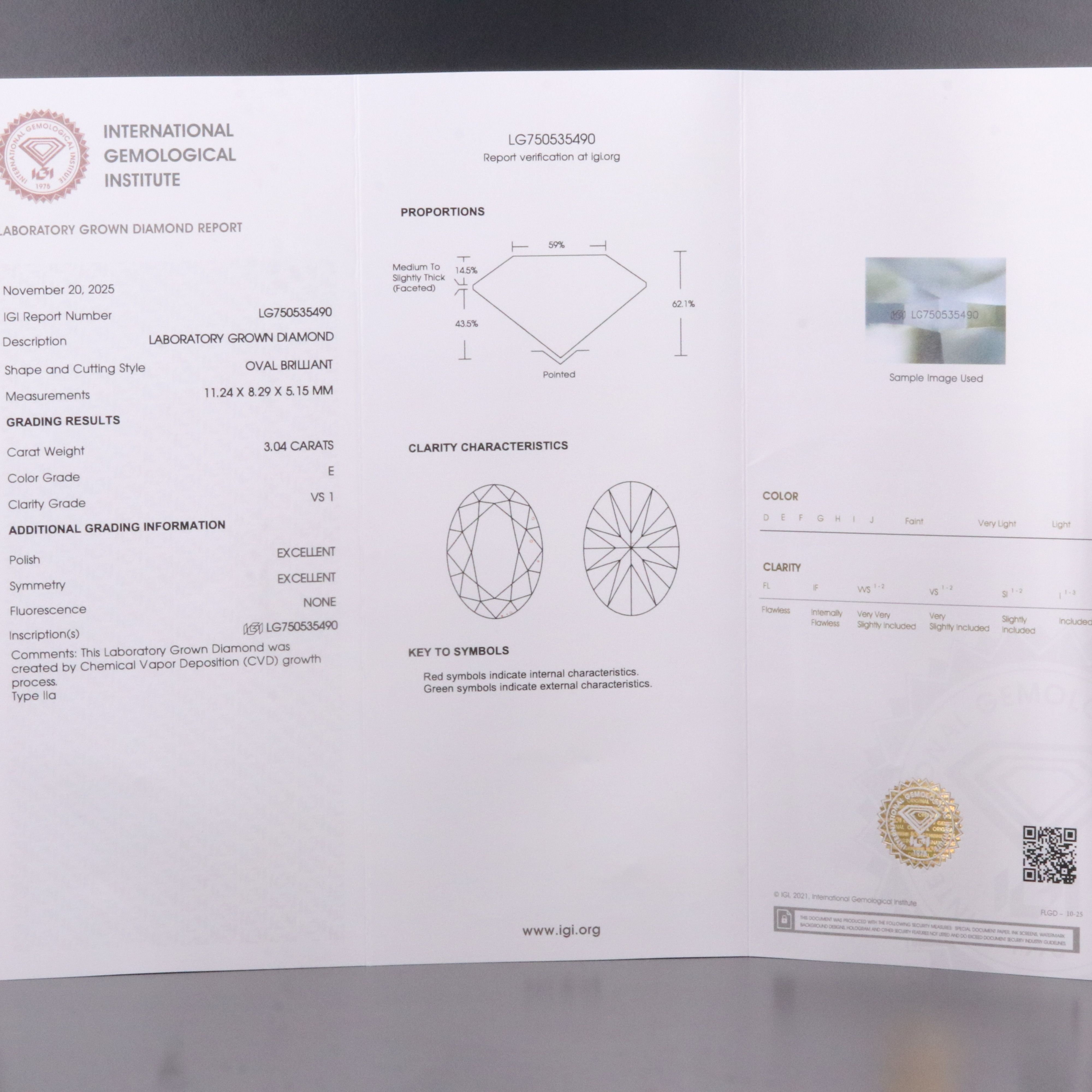 14K 3.04 CT Lab Grown Diamond Ring with IGI Report