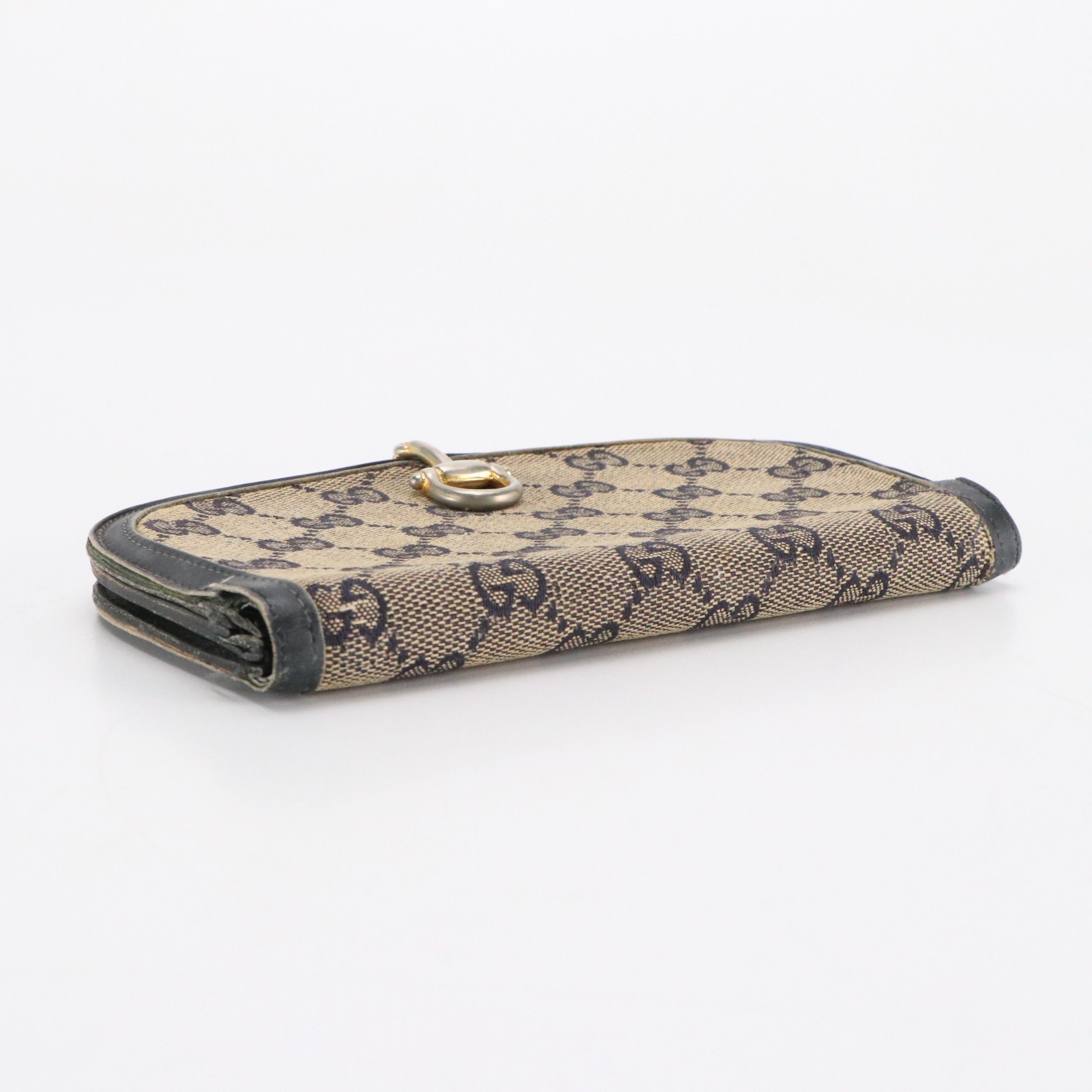 Gucci Half-Horsebit Dome Clutch Wallet in Navy GG Jacquard Canvas, circa 1960