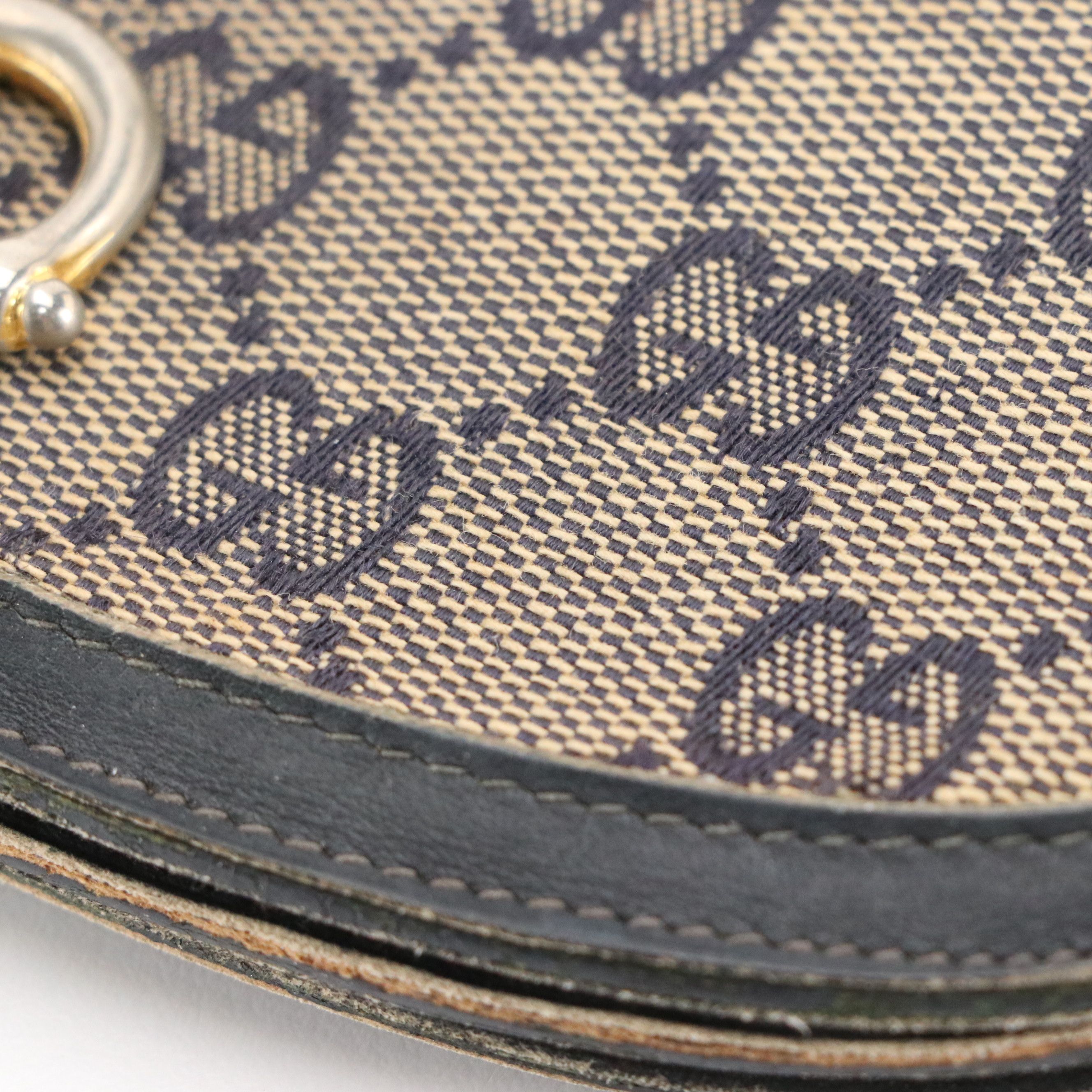 Gucci Half-Horsebit Dome Clutch Wallet in Navy GG Jacquard Canvas, circa 1960