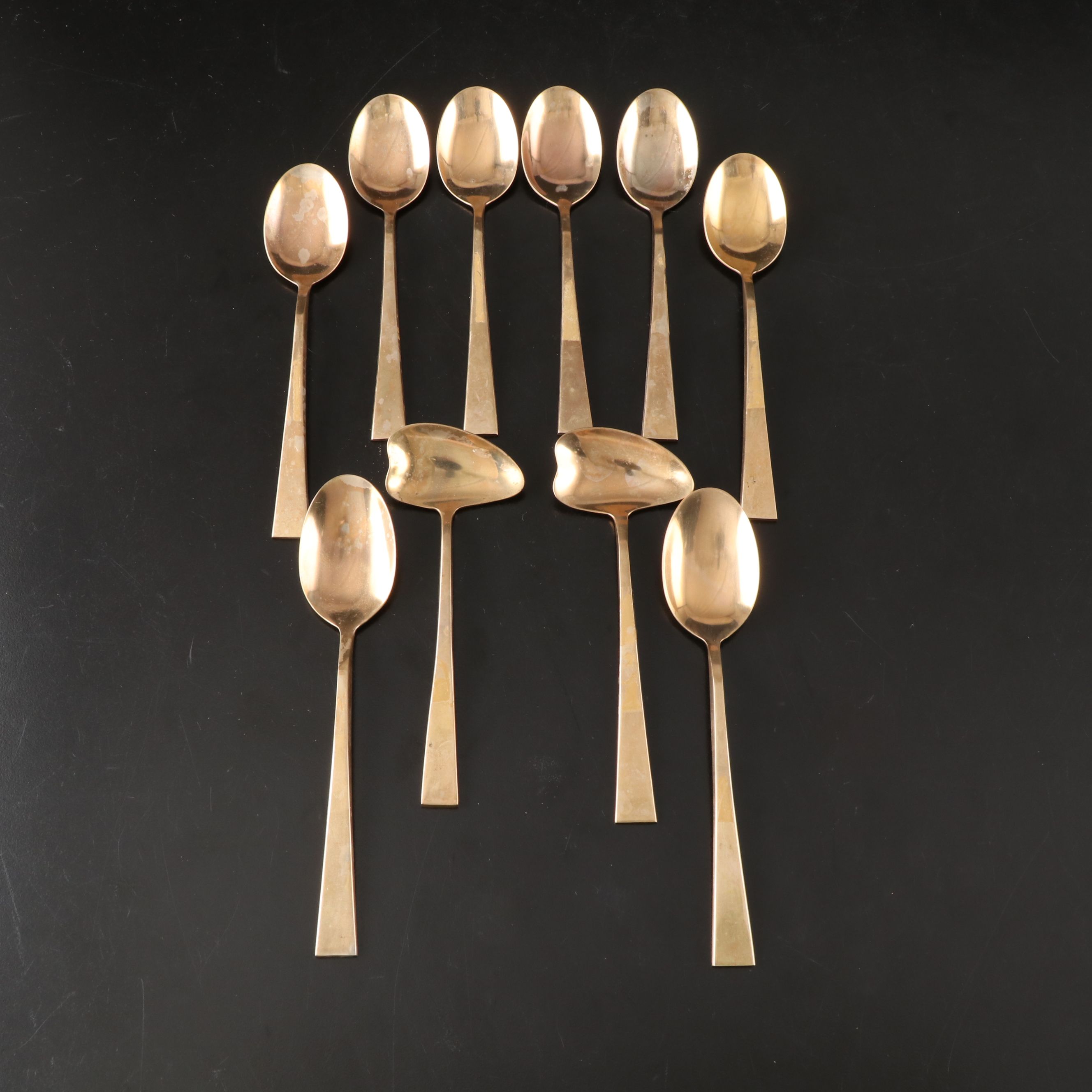 Thai Bronzeware Flatware in Teak Chest, Late 20th Century