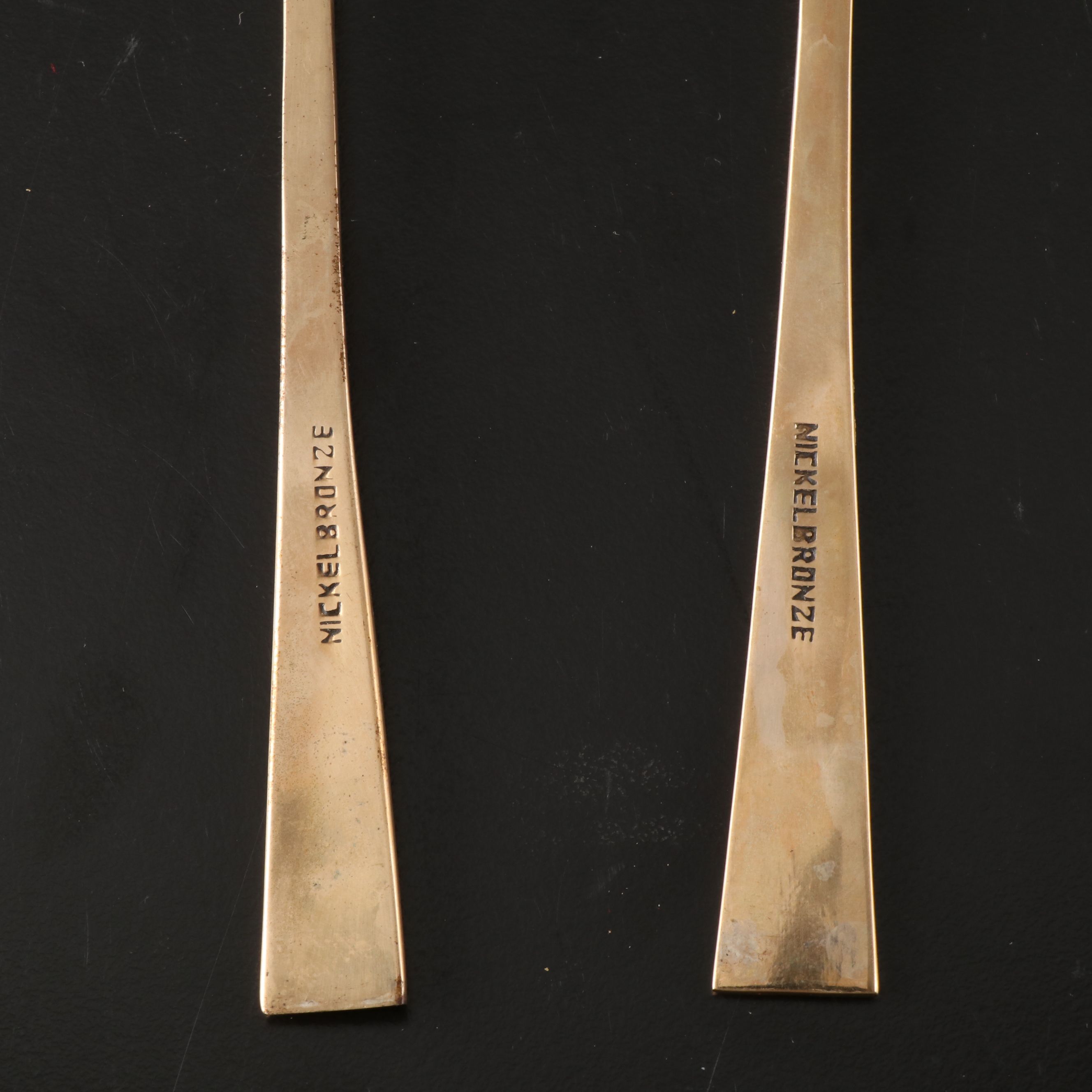 Thai Bronzeware Flatware in Teak Chest, Late 20th Century