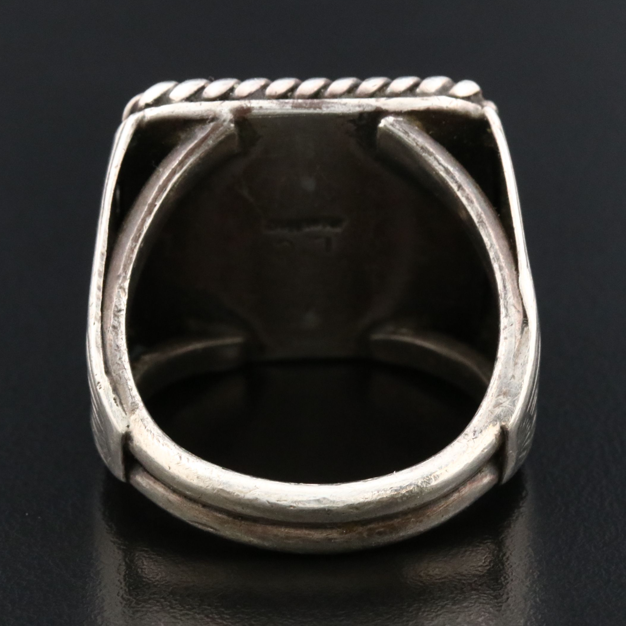 Sterling Artist Signed Black Onyx Ring