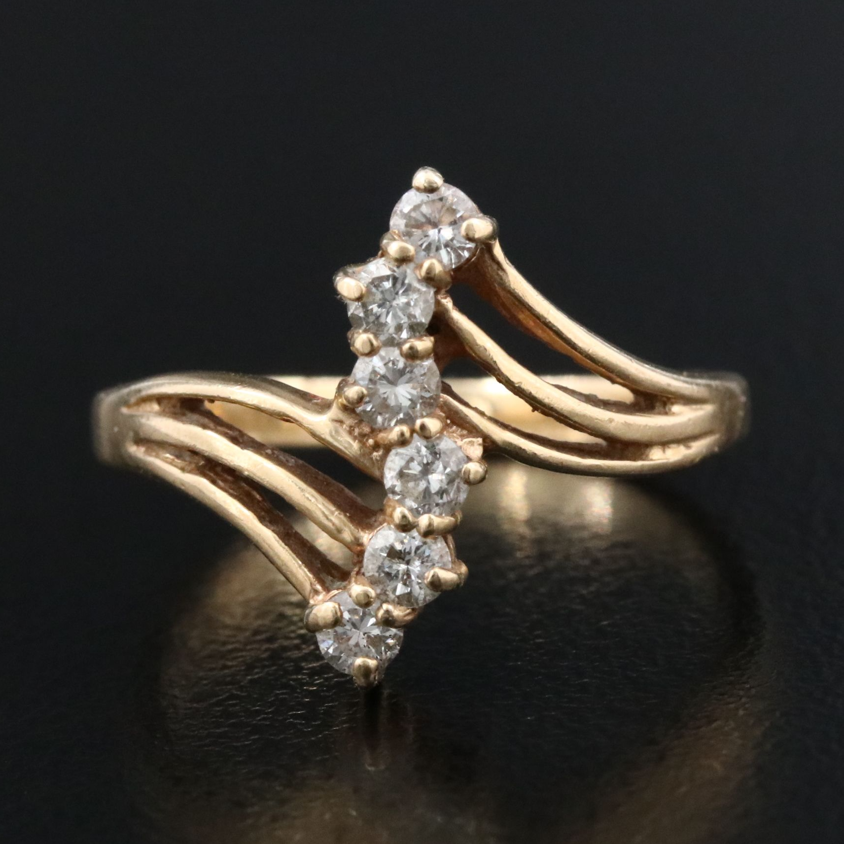 14K 0.24 CTW Diamond Bypass Ring