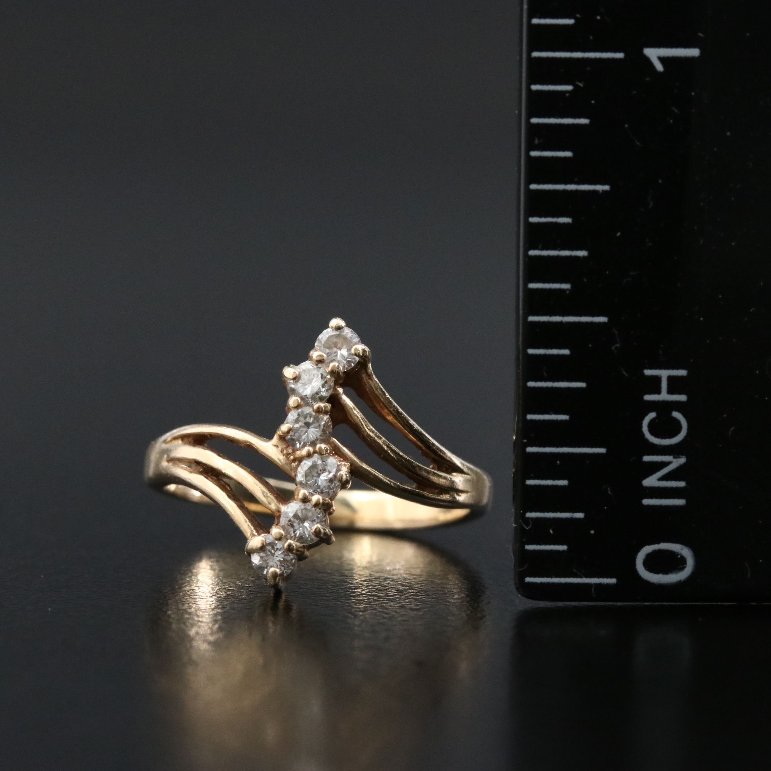 14K 0.24 CTW Diamond Bypass Ring