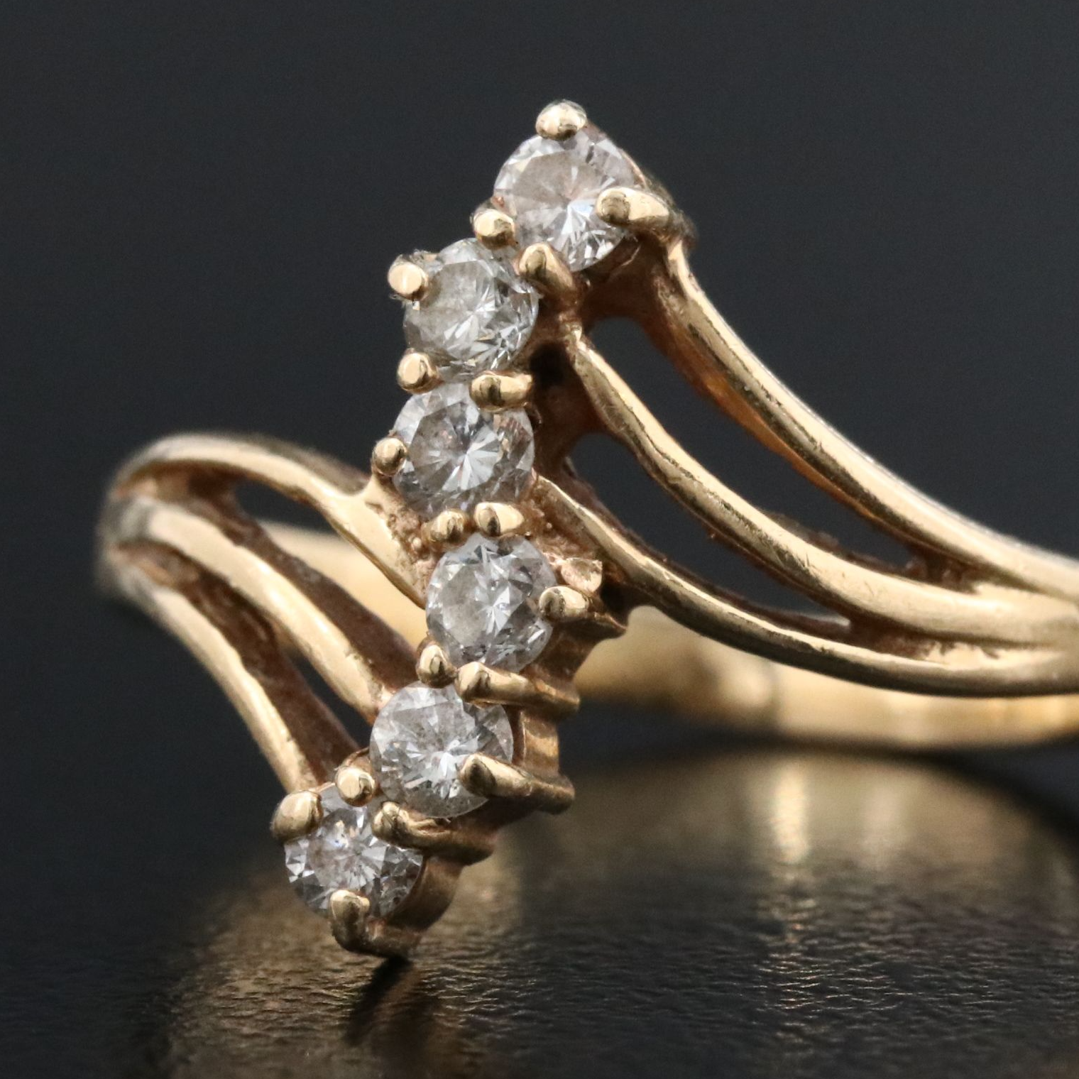 14K 0.24 CTW Diamond Bypass Ring