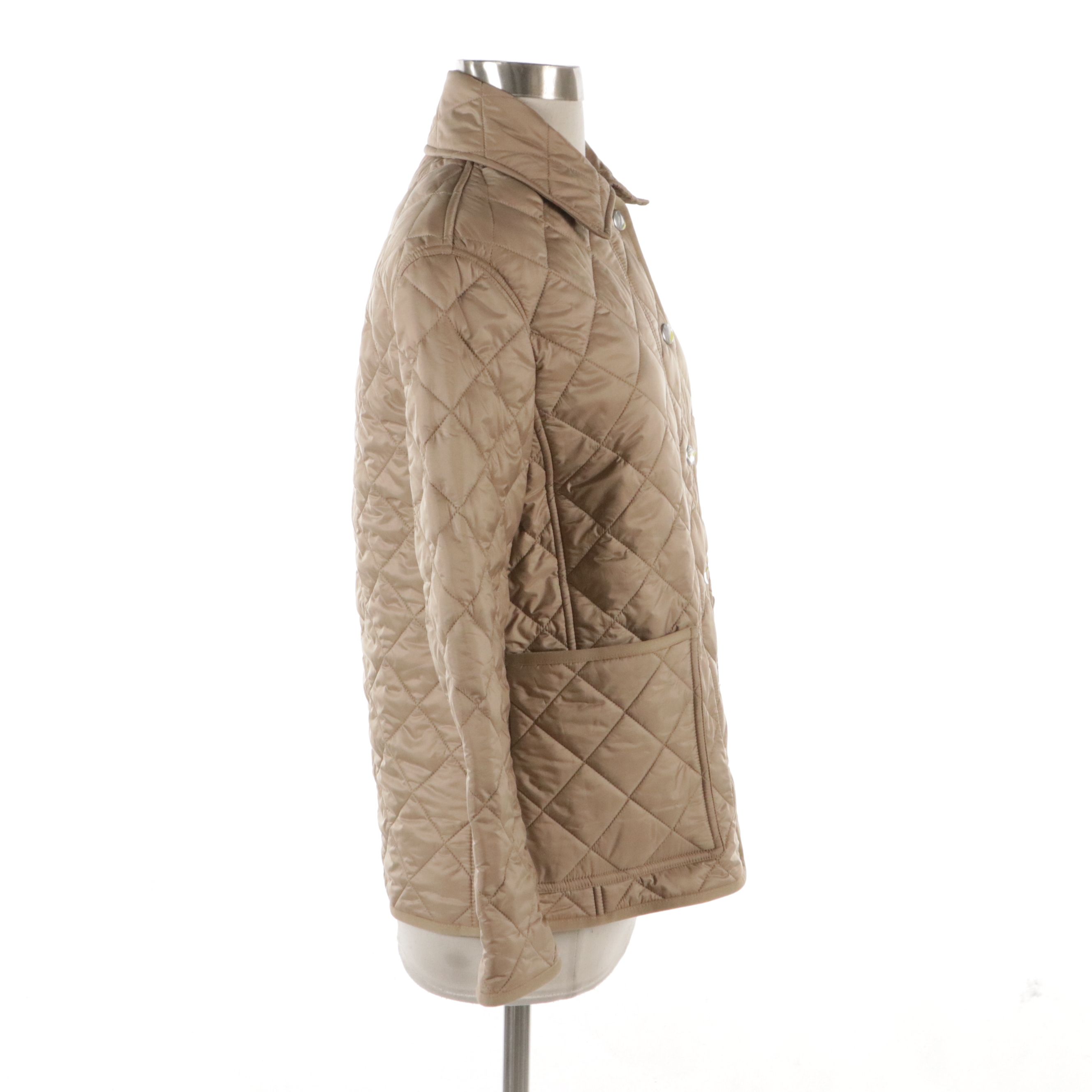 Burberry Quilted Polyester Snap and Zipper-Front Jacket in Camel with Tags