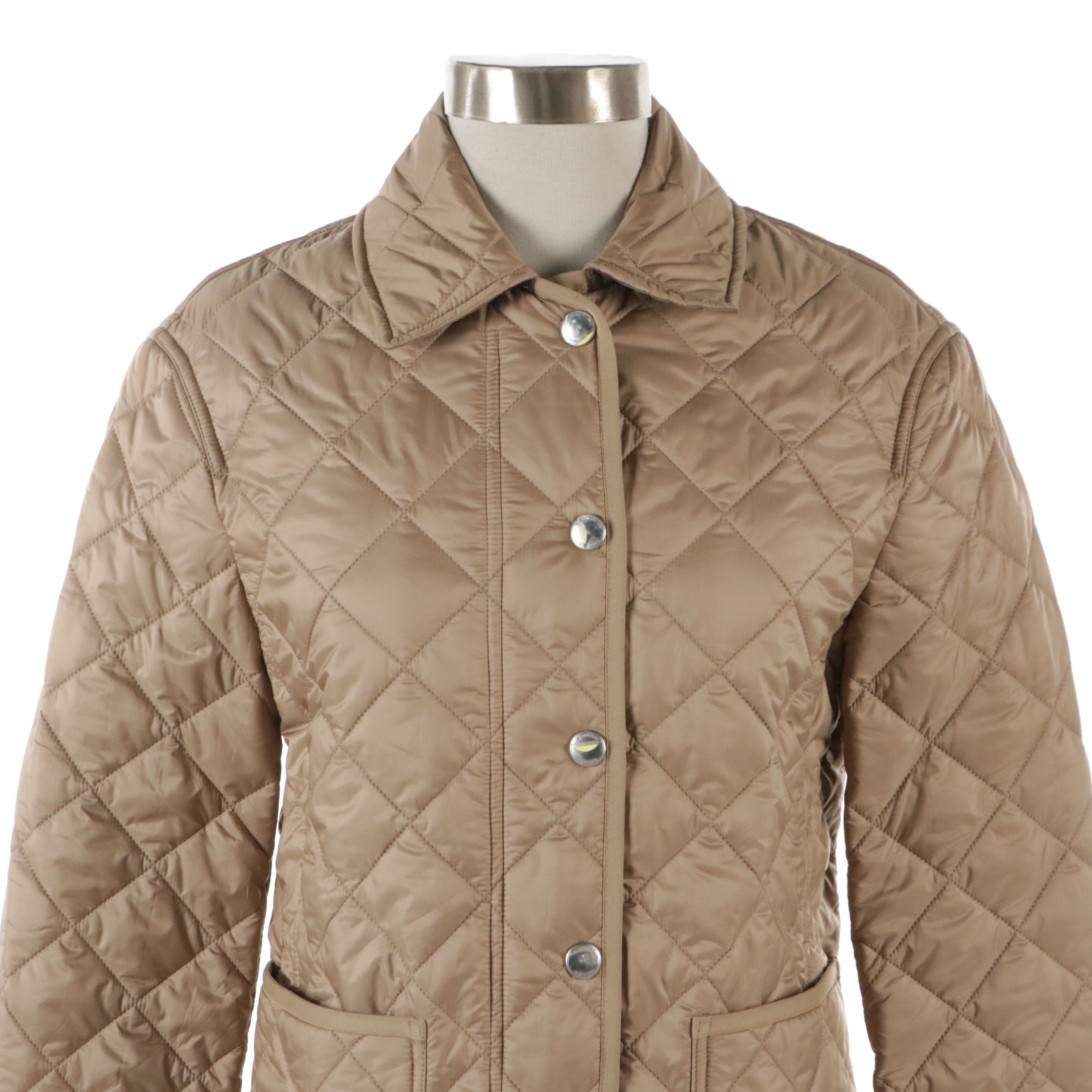 Burberry Quilted Polyester Snap and Zipper-Front Jacket in Camel with Tags