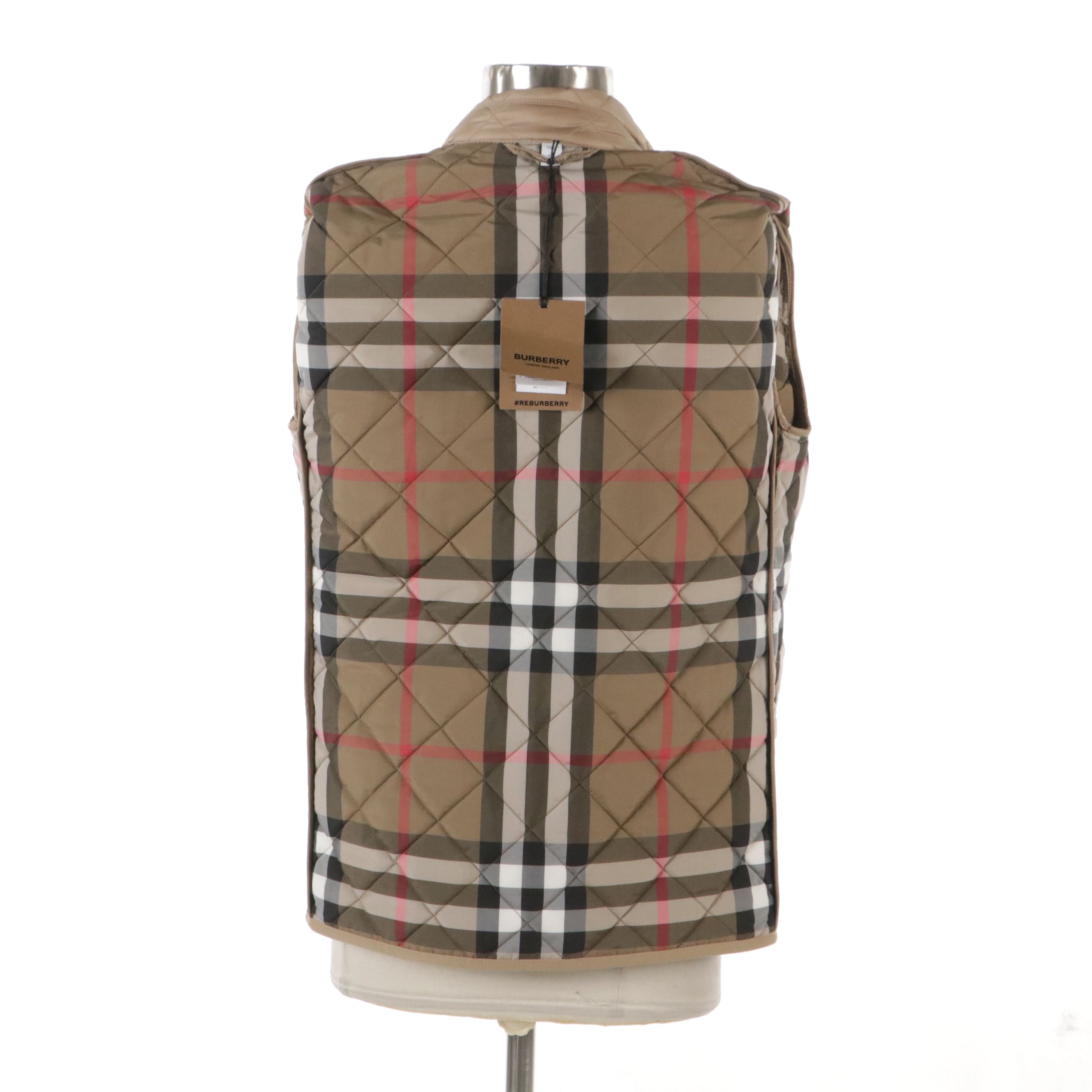 Burberry Quilted Polyester Snap and Zipper-Front Jacket in Camel with Tags