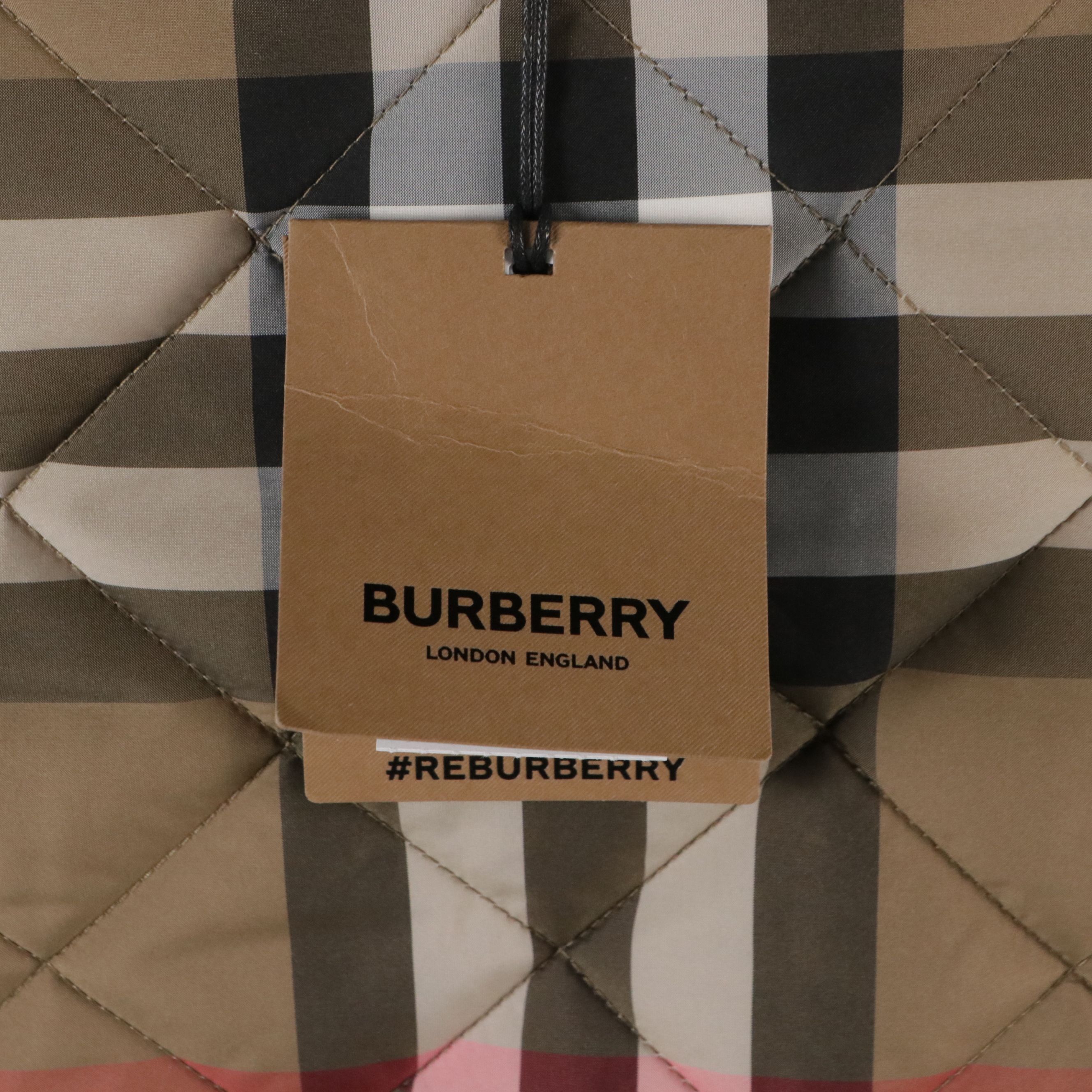 Burberry Quilted Polyester Snap and Zipper-Front Jacket in Camel with Tags