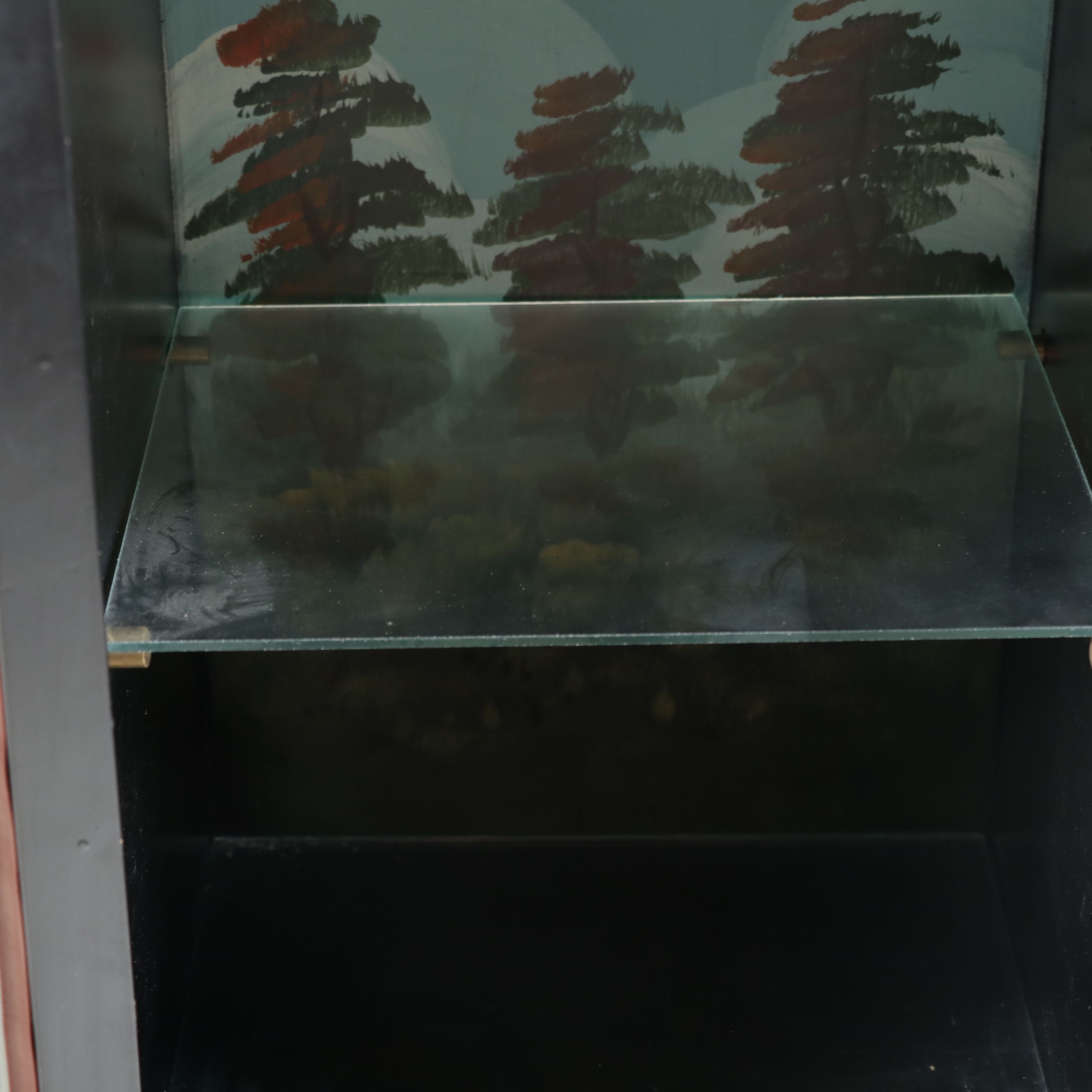 Hand-Painted Folk Art Scene Jewelry Armoire, Late 20th Century