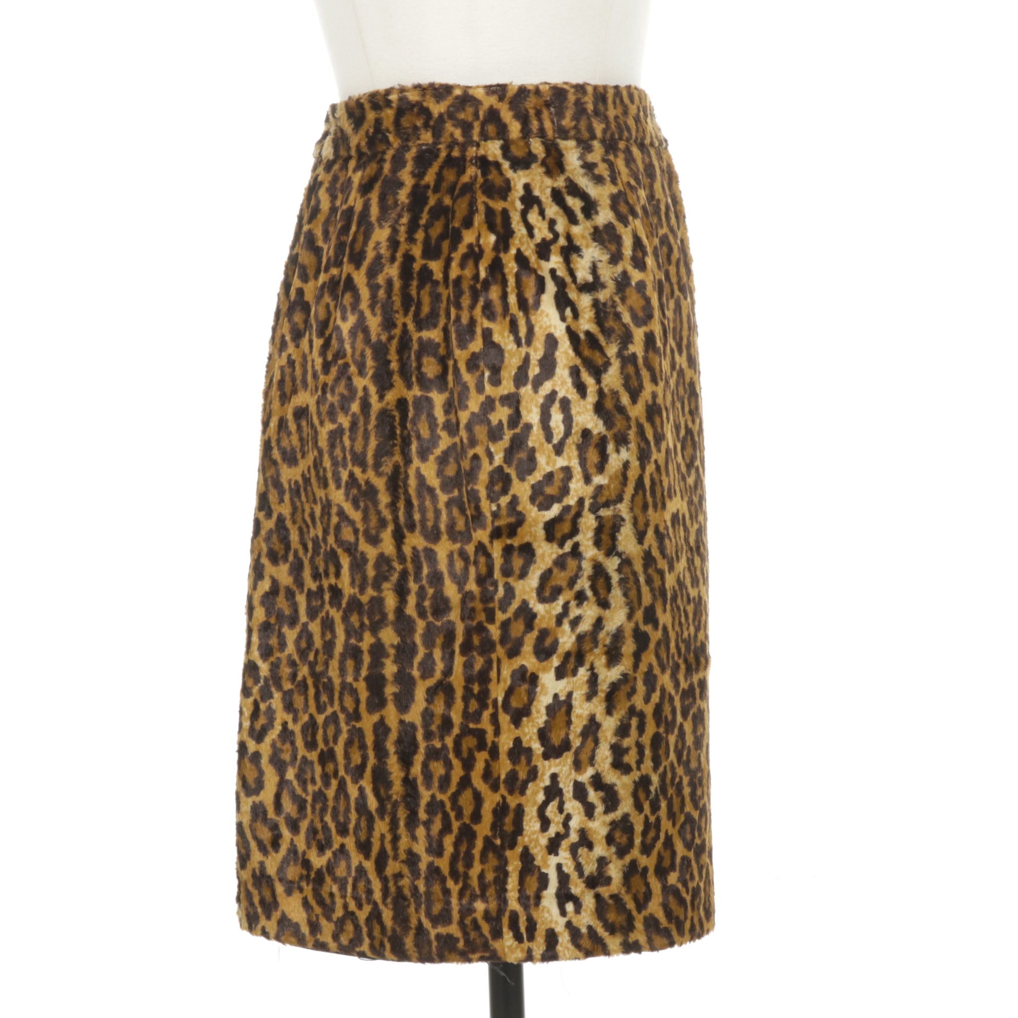 Stephanie Queller Leopard Print Faux Fur Pencil Skirt