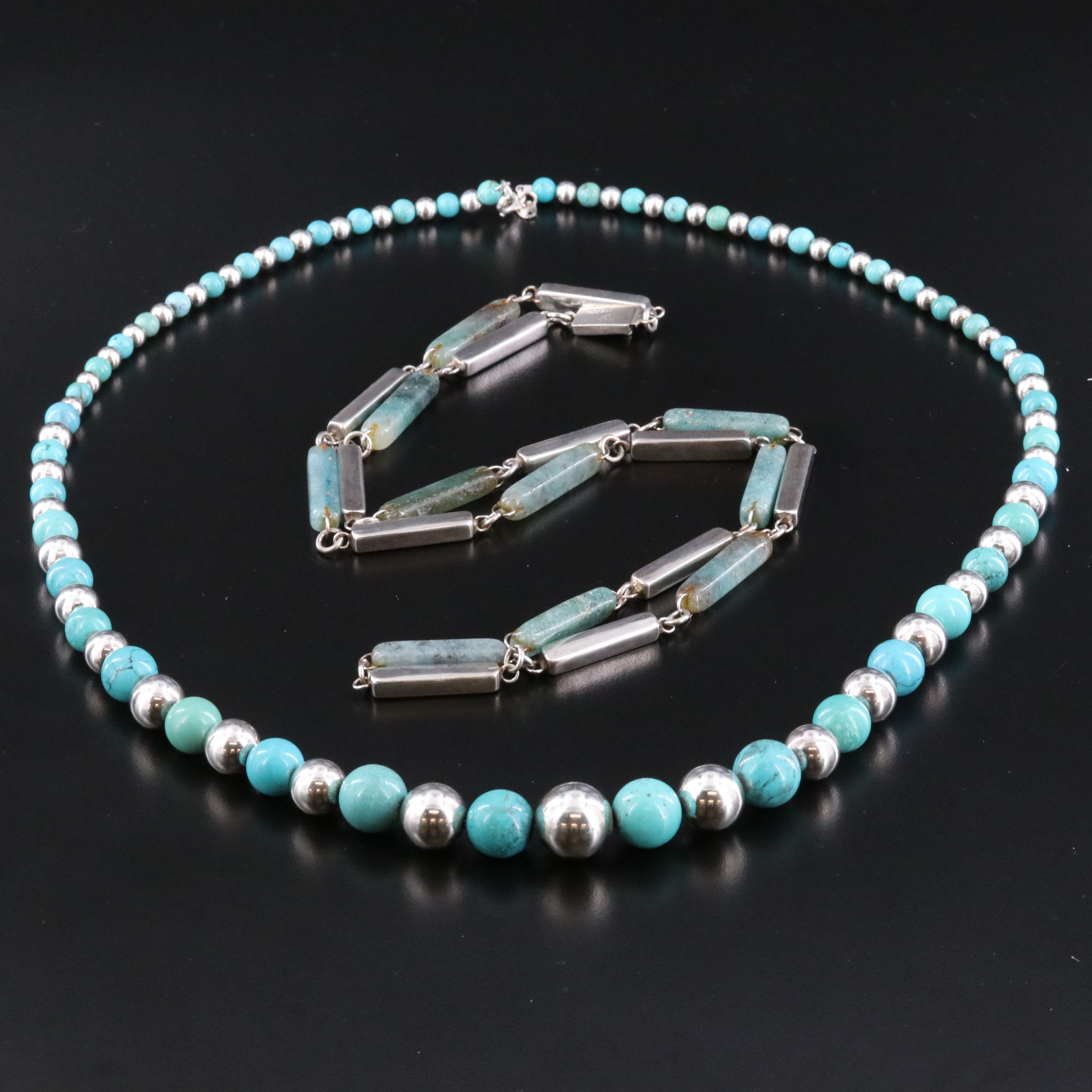 Sterling Aventurine and Turquoise Necklaces