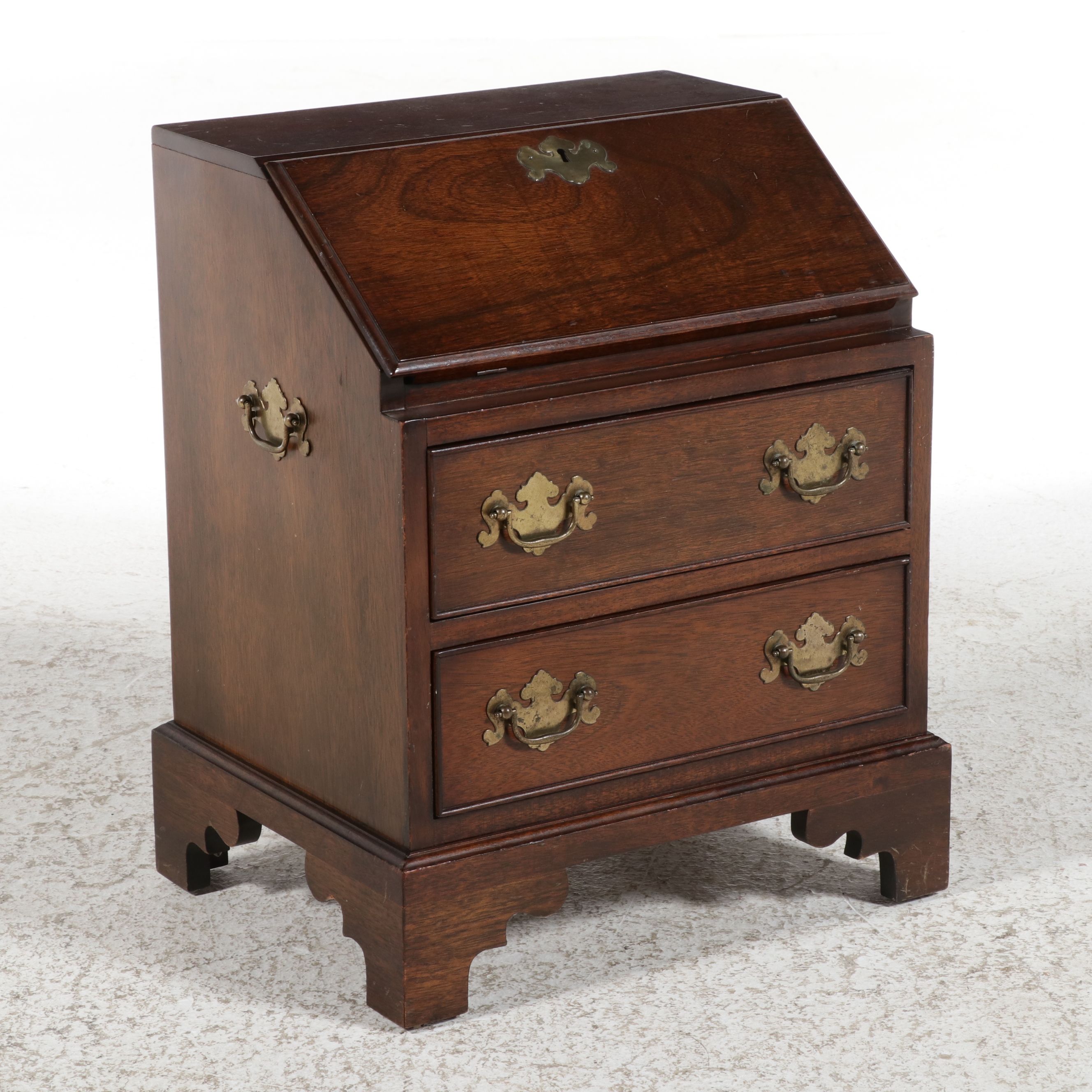 George III Style Mahogany Miniature Slant-Front Desk, Early to Mid-20th Century