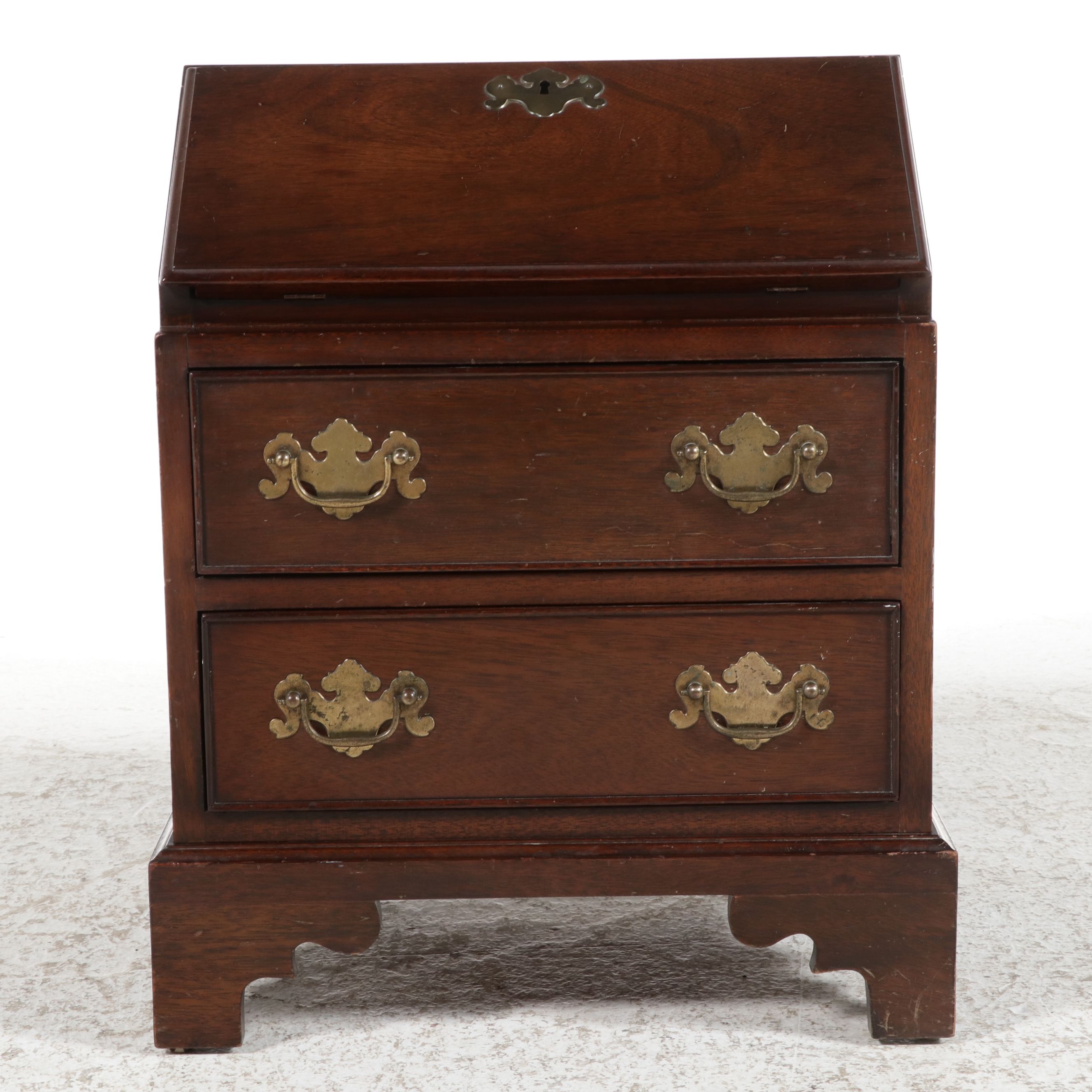 George III Style Mahogany Miniature Slant-Front Desk, Early to Mid-20th Century