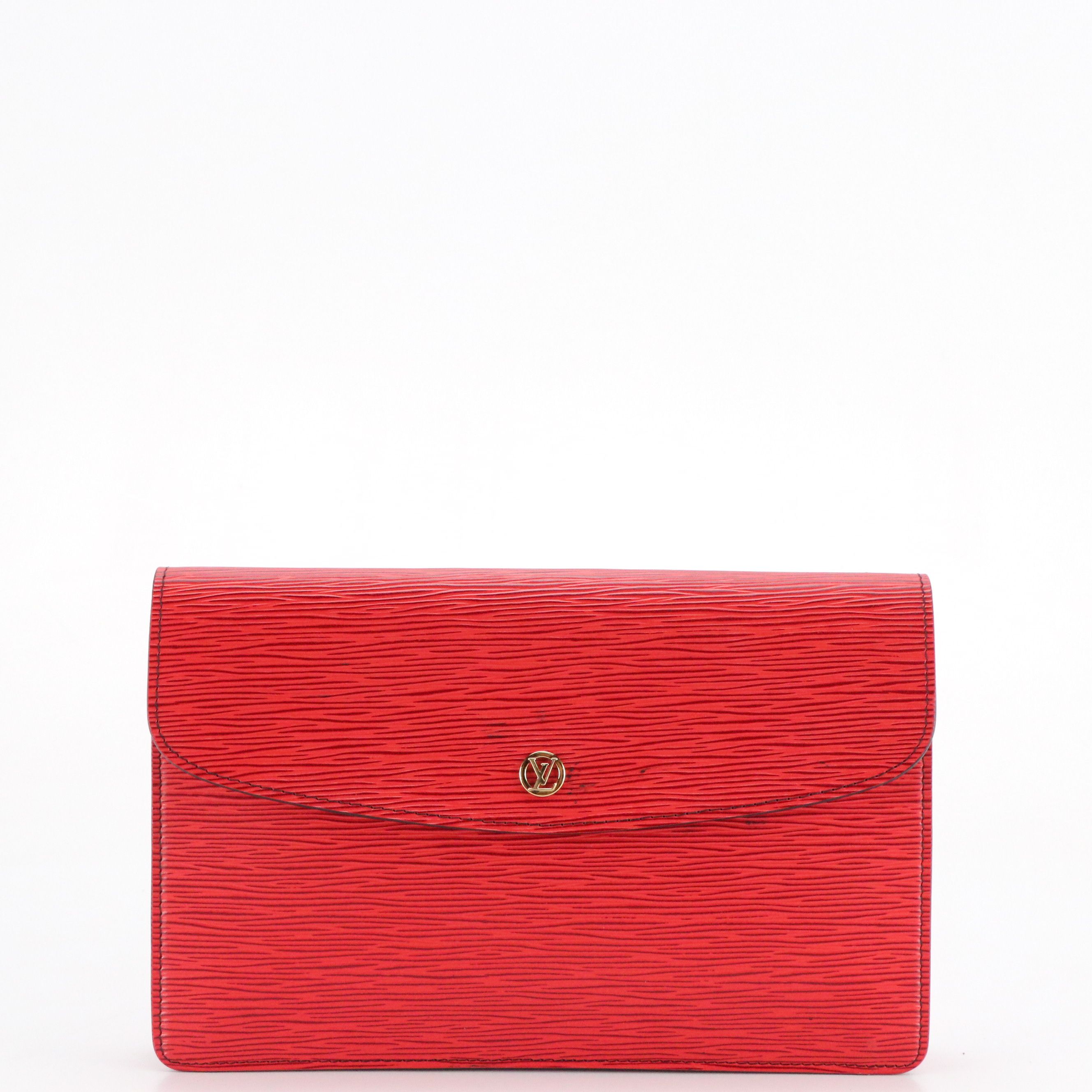 Louis Vuitton Montaigne 27 Clutch Purse in Castilian Red Epi Leather