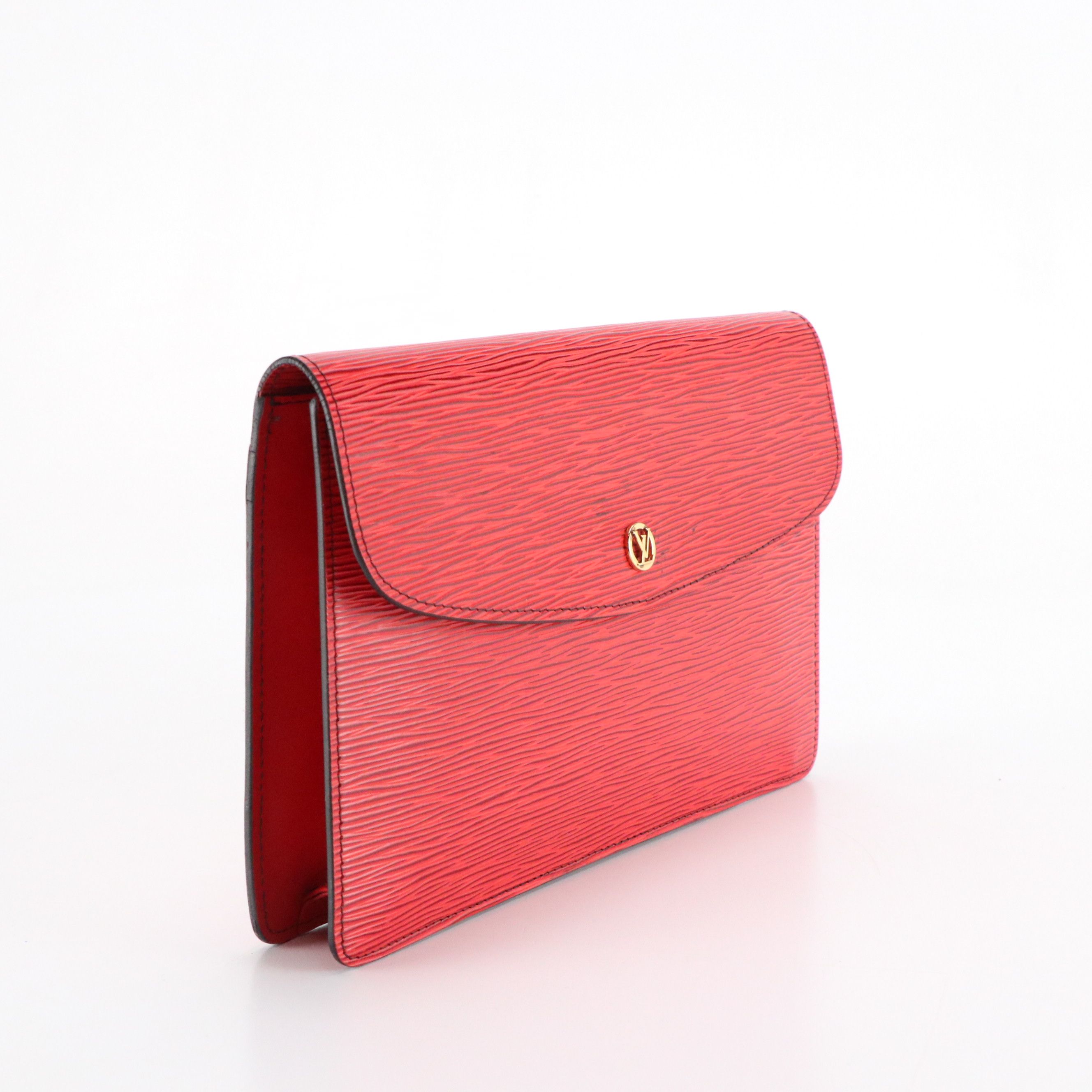 Louis Vuitton Montaigne 27 Clutch Purse in Castilian Red Epi Leather