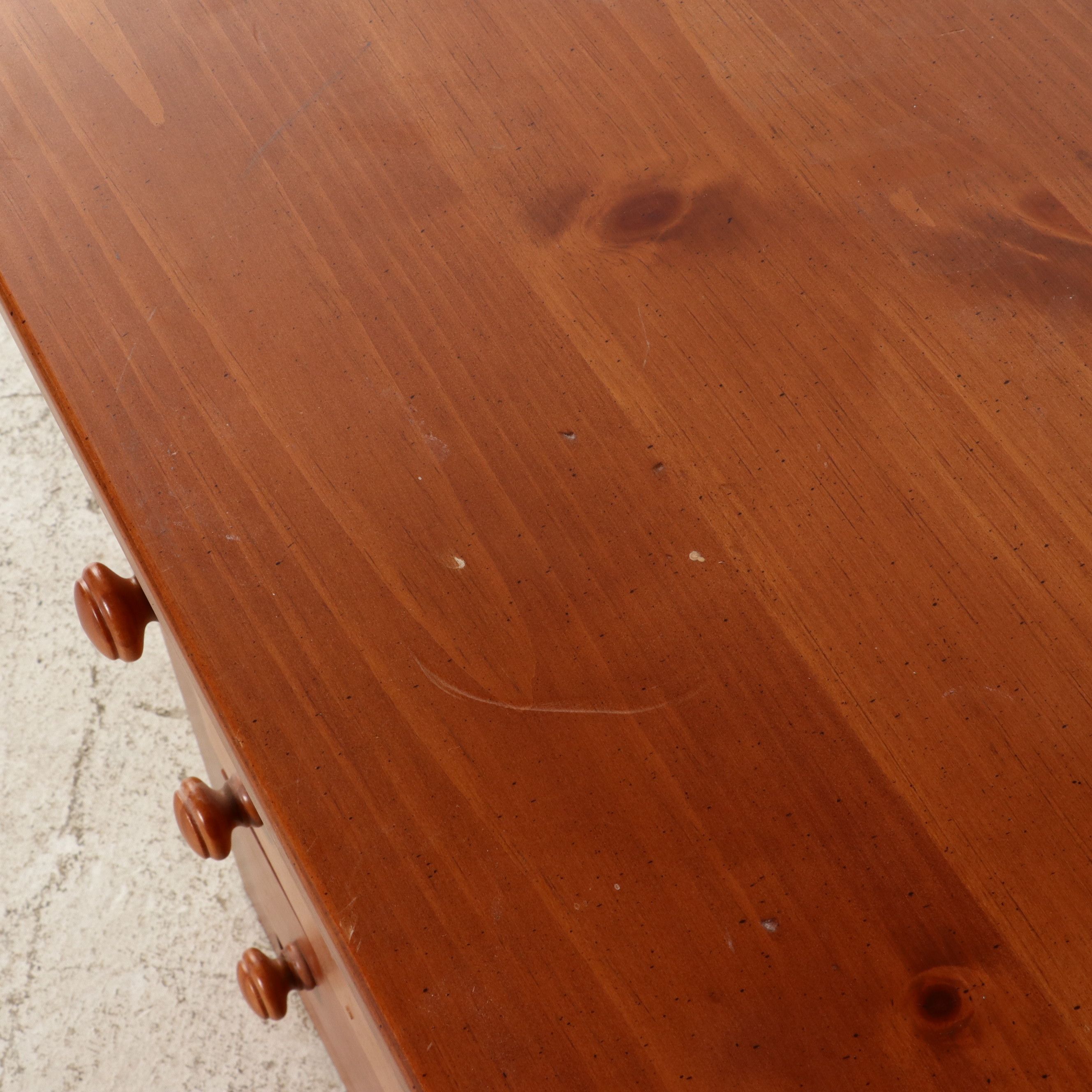 Broyhill Early American Style Pine Four-Poster Bed Frame and Nightstand