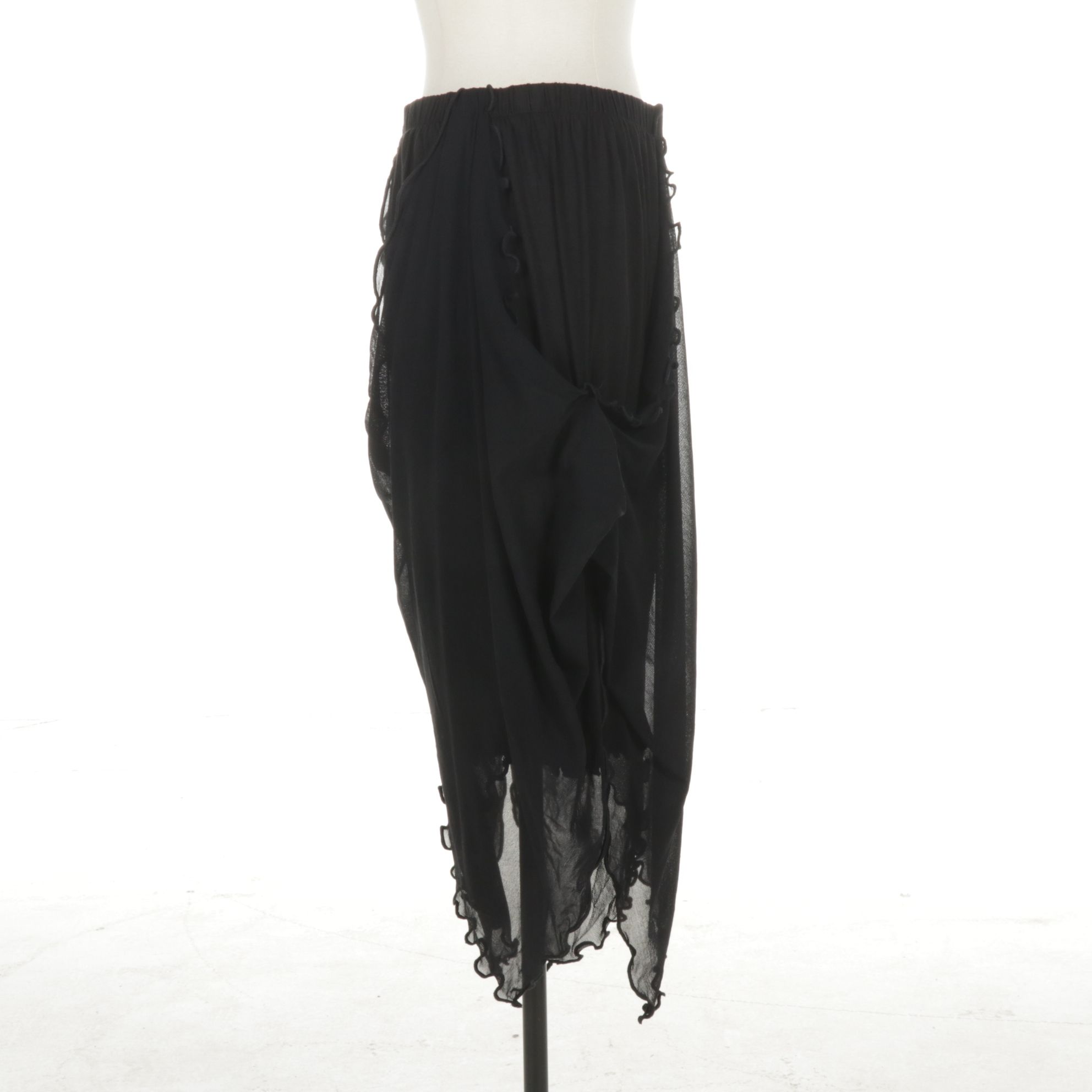 Ilina Fashion Sheer Black Ruffled Asymmetrical Skirt