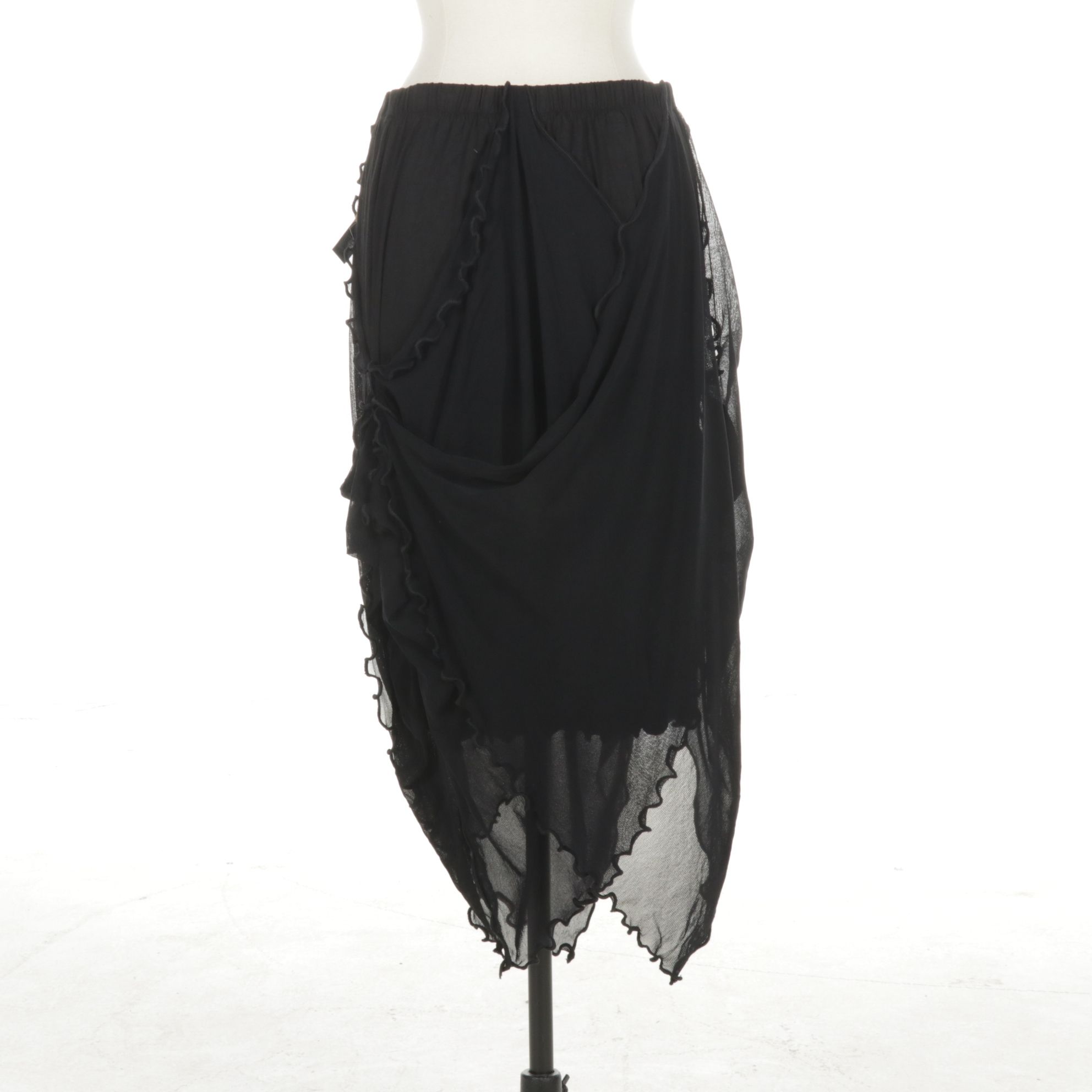 Ilina Fashion Sheer Black Ruffled Asymmetrical Skirt