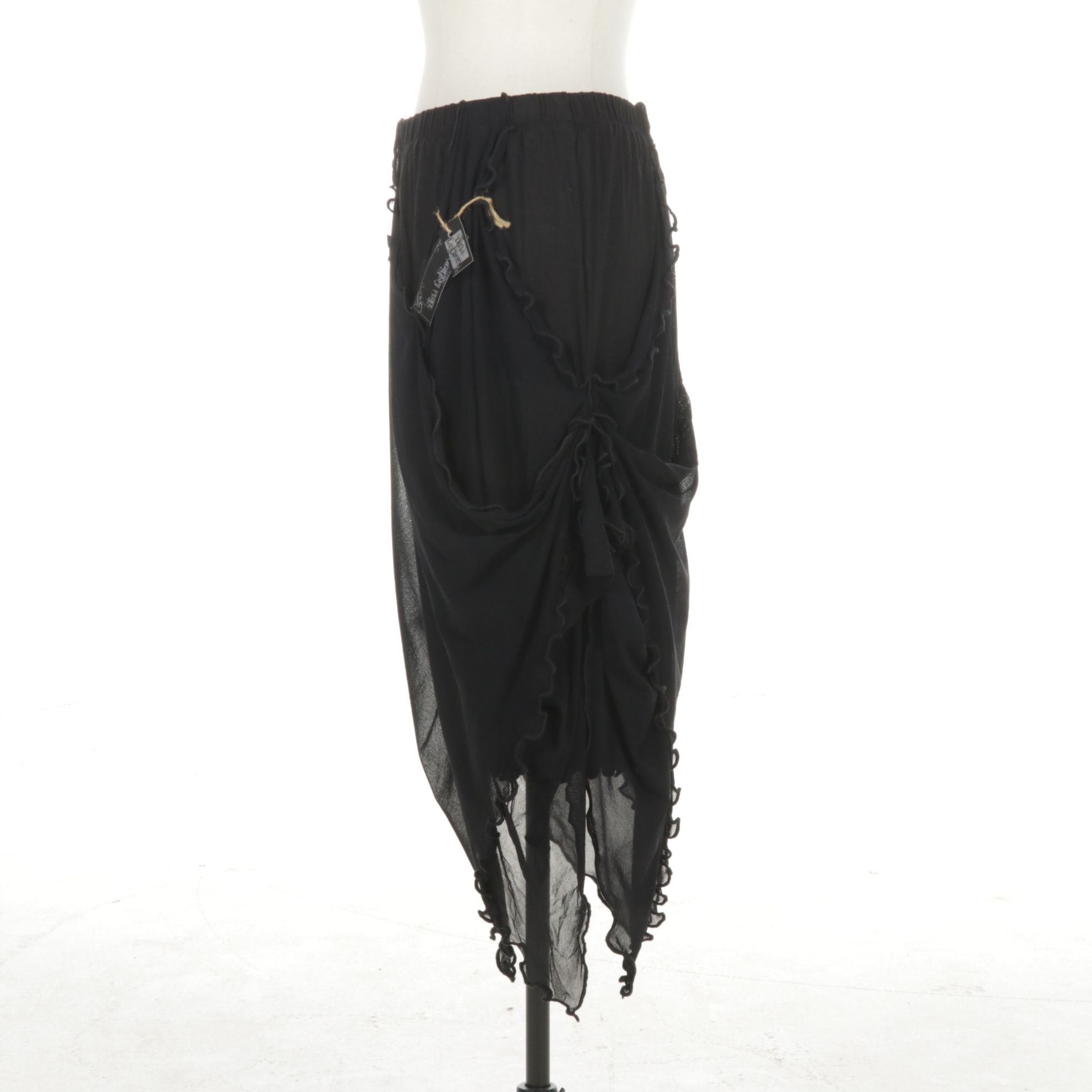 Ilina Fashion Sheer Black Ruffled Asymmetrical Skirt