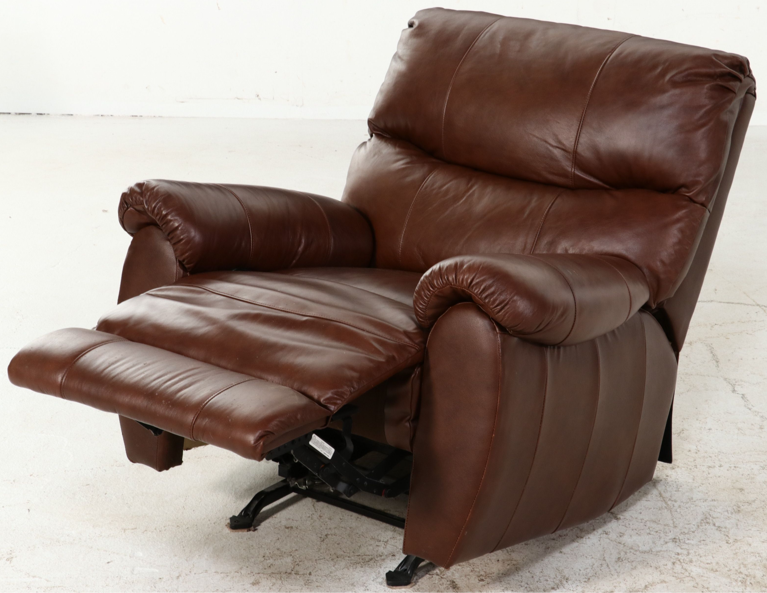 Contemporary Overstuffed Leather Rocker Recliner, 21st Century