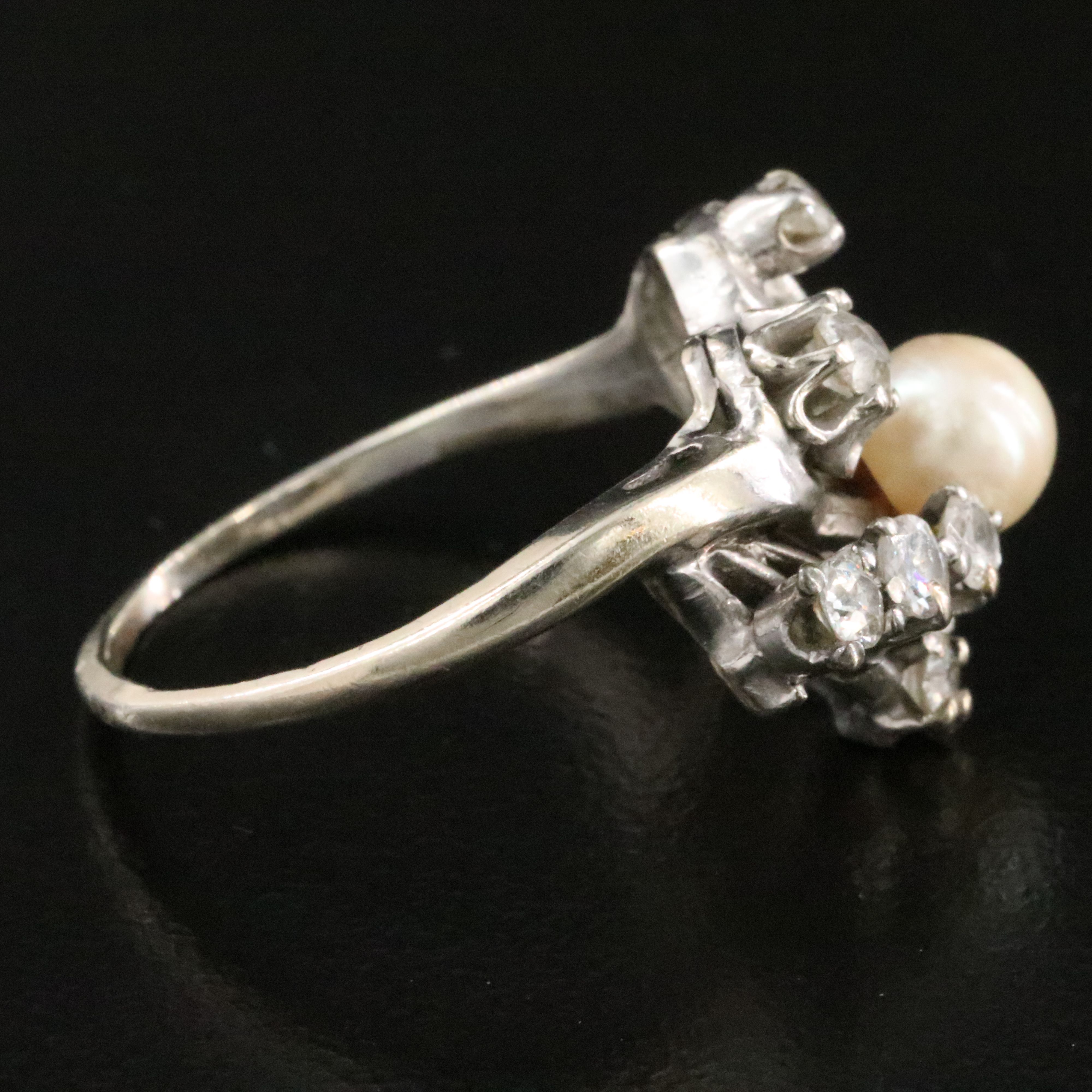 Vintage 14K Pearl and Diamond Ring