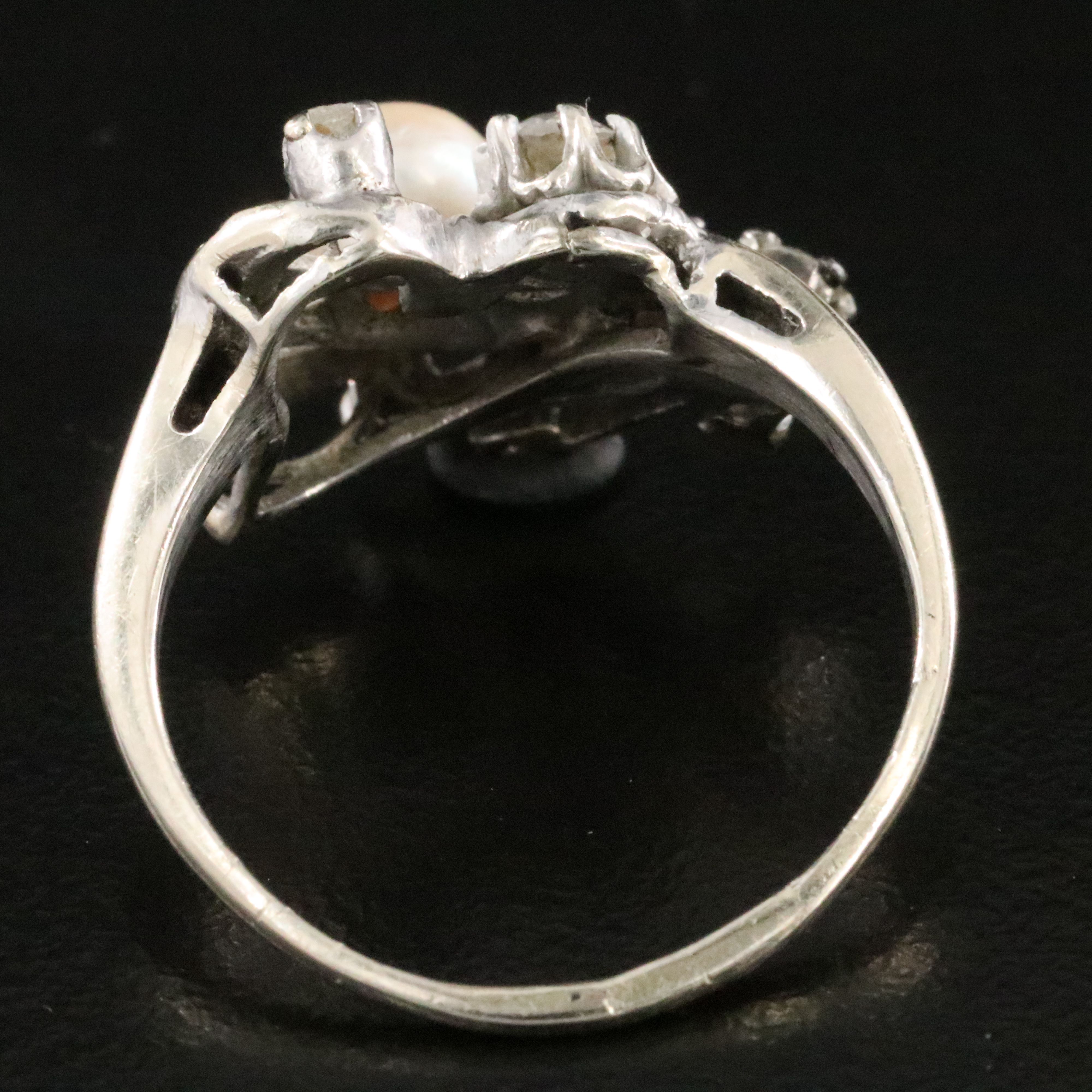 Vintage 14K Pearl and Diamond Ring