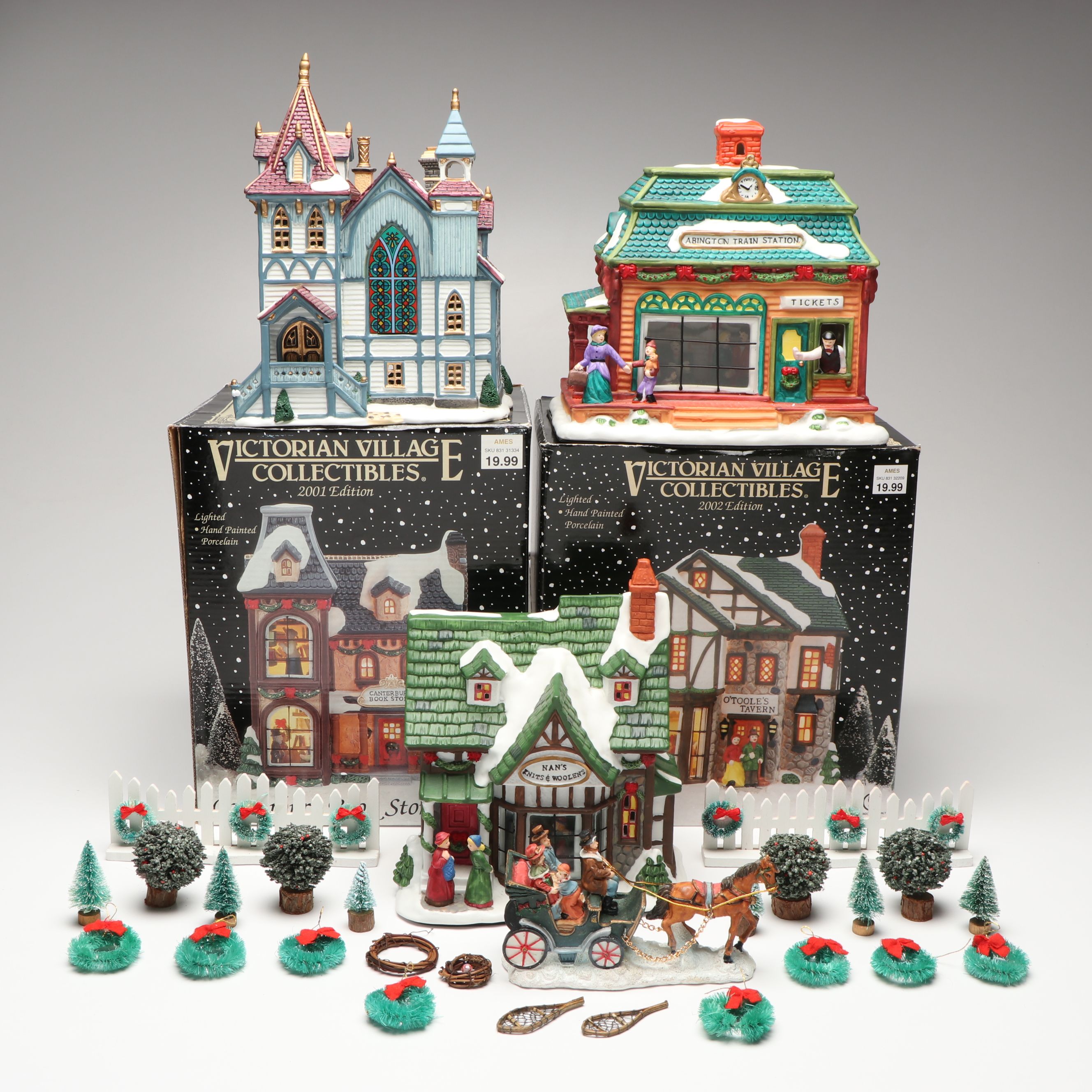 Dillards "Winter Glen Church" Porcelain Figurine with More Christmas Figurines