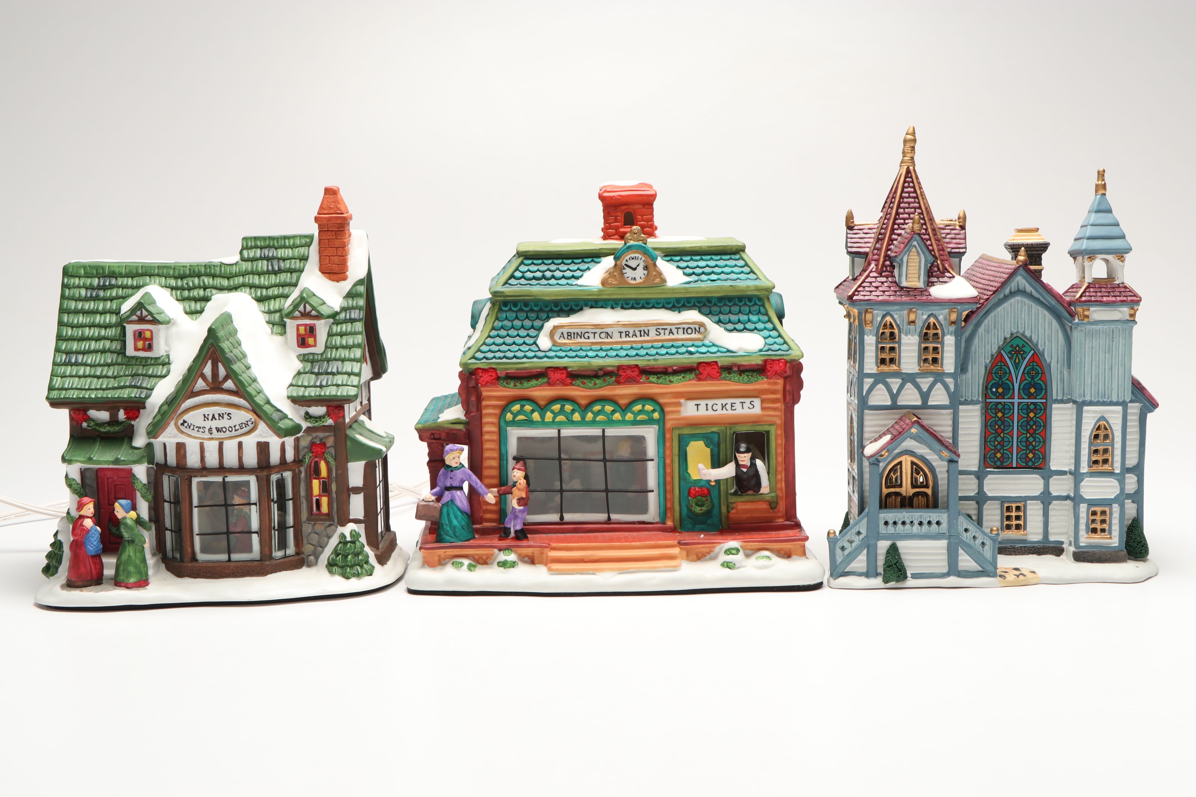 Dillards "Winter Glen Church" Porcelain Figurine with More Christmas Figurines