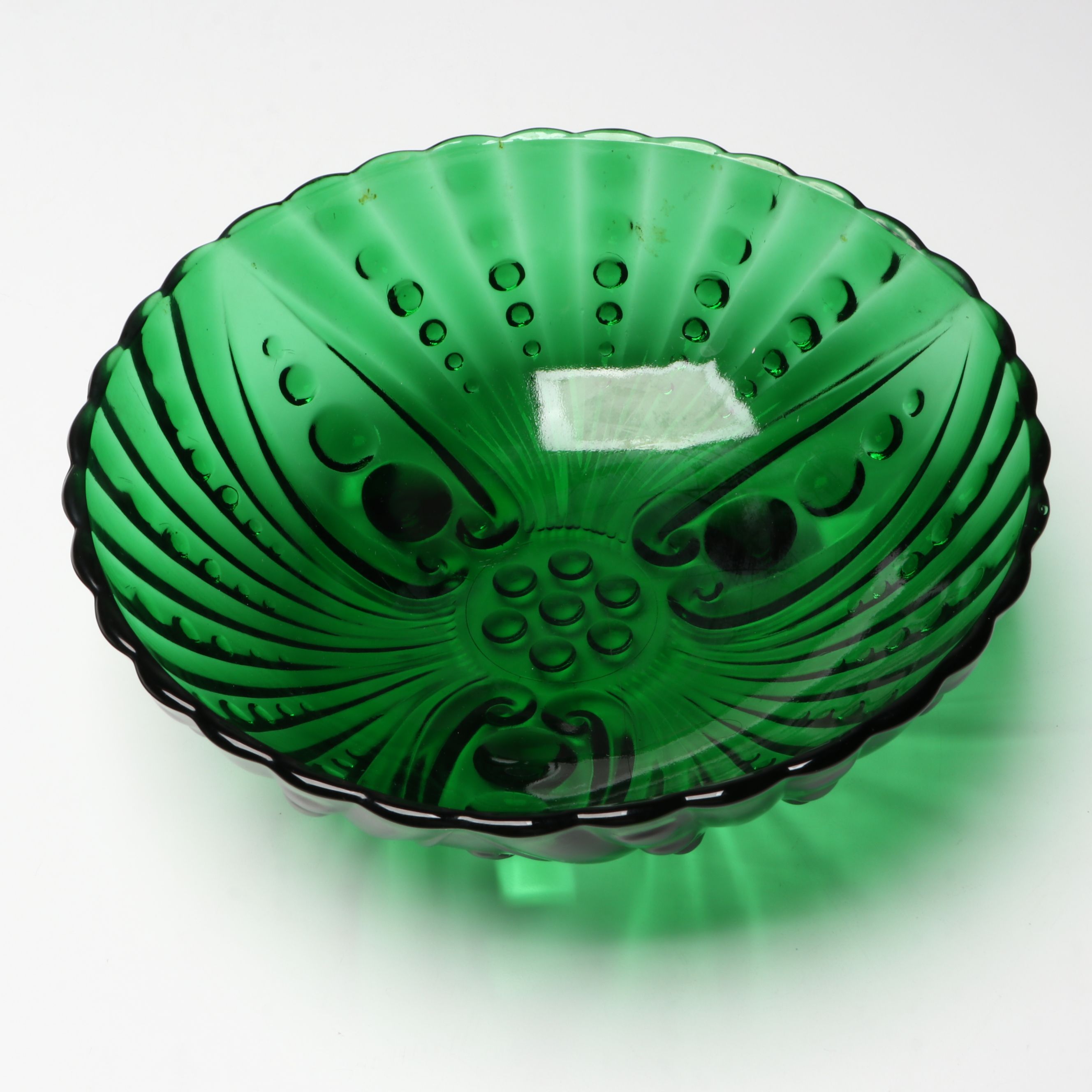 Anchor Hocking "Burple" Green Footed Serving and Dessert Bowls, Mid-20th C.